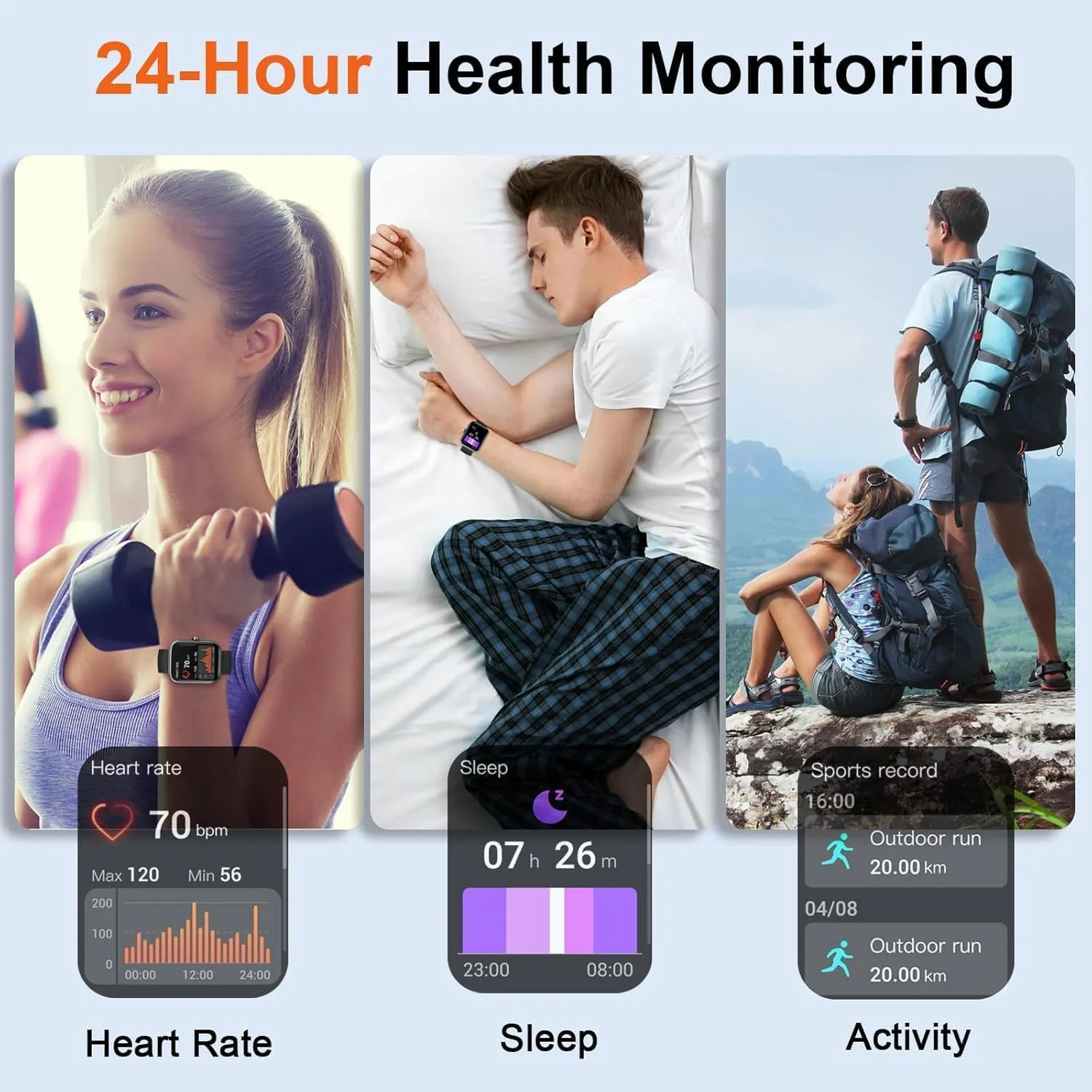 Matast Smartwatch 1,96", Chiamate Bluetooth, Notifiche WhatsApp, Cardiofrequenzimetro, IP68, 100+ Modalità Sportive, Monitoraggio del Sonno - immagine 3