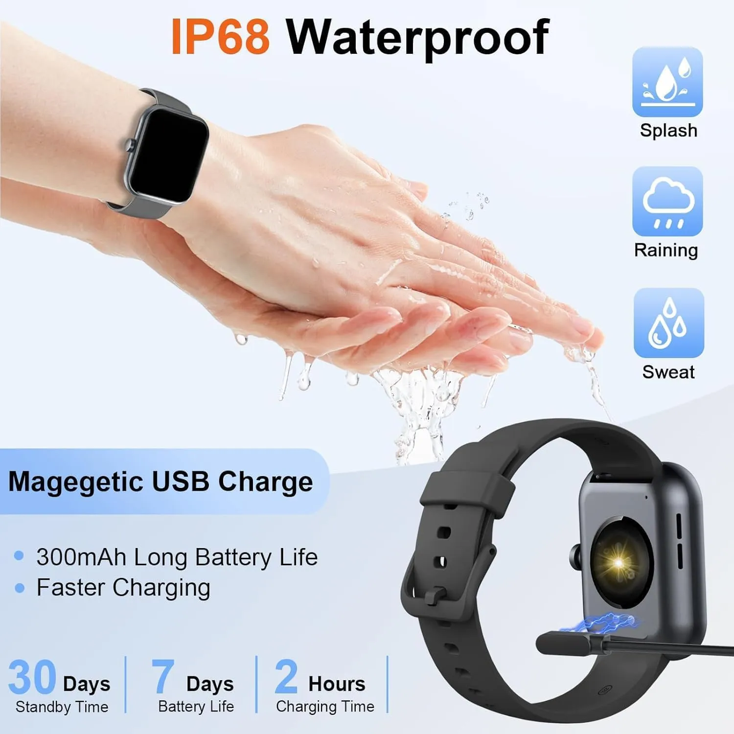 Matast Smartwatch 1,96", Chiamate Bluetooth, Notifiche WhatsApp, Cardiofrequenzimetro, IP68, 100+ Modalità Sportive, Monitoraggio del Sonno - immagine 7