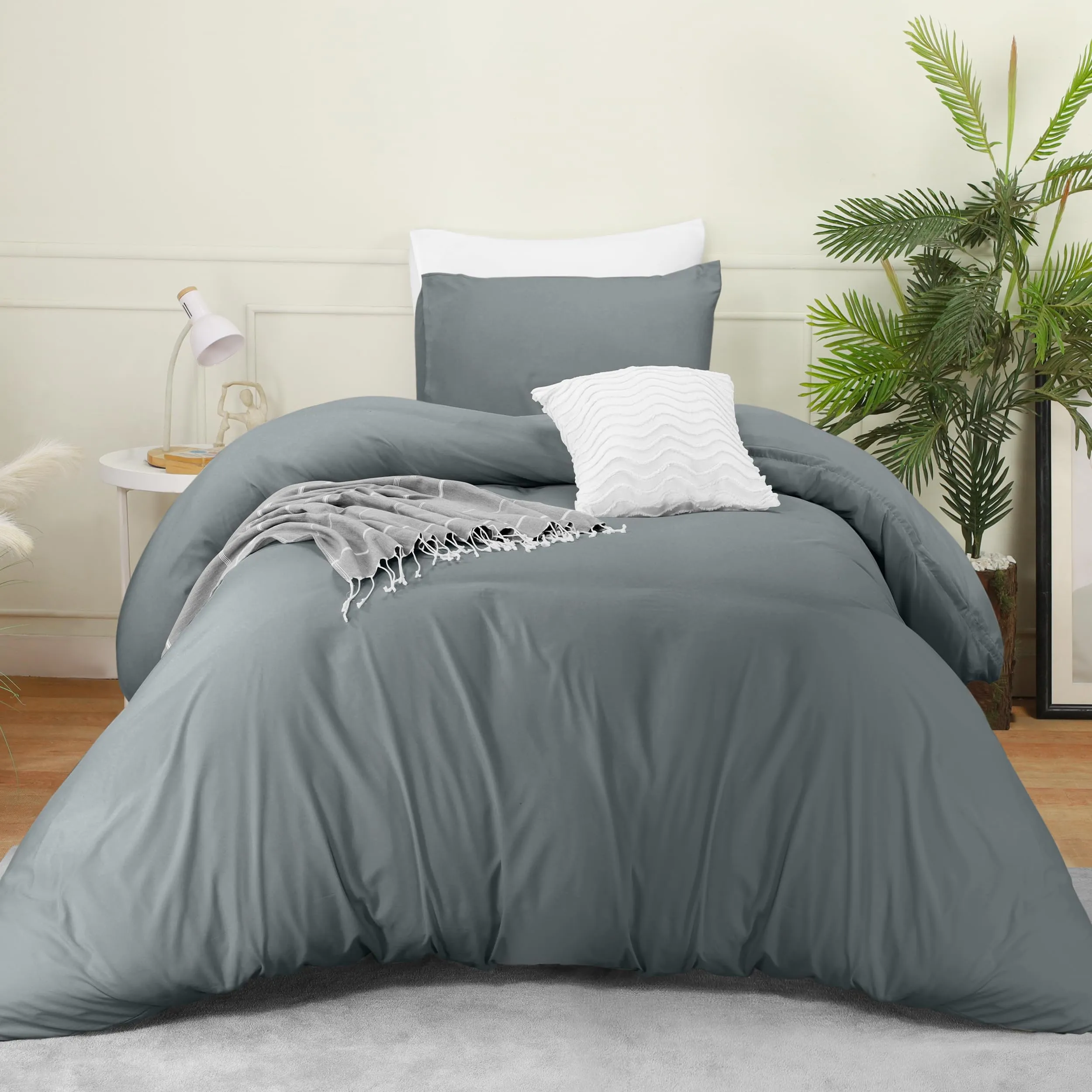 Utopia Bedding Set Copripiumino con Federa, 2 Pezzi, Microfibra Spazzolata, Grigio, Twin/Twin XL - immagine 8