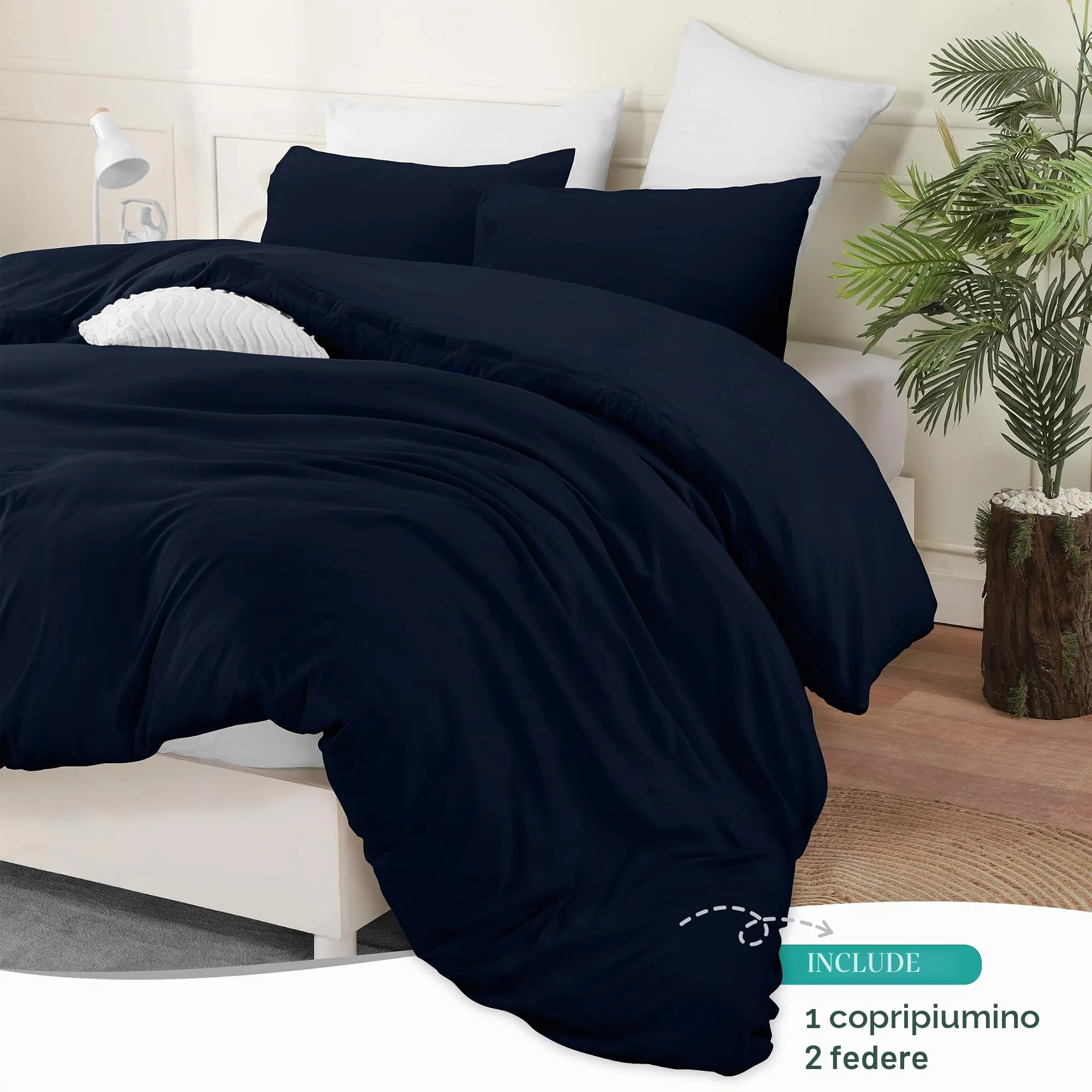 Utopia Bedding Set Copripiumino e Federe, 220 x 220 cm e 50 x 65 cm, Microfibra di Poliestere, Blu Navy - immagine 3