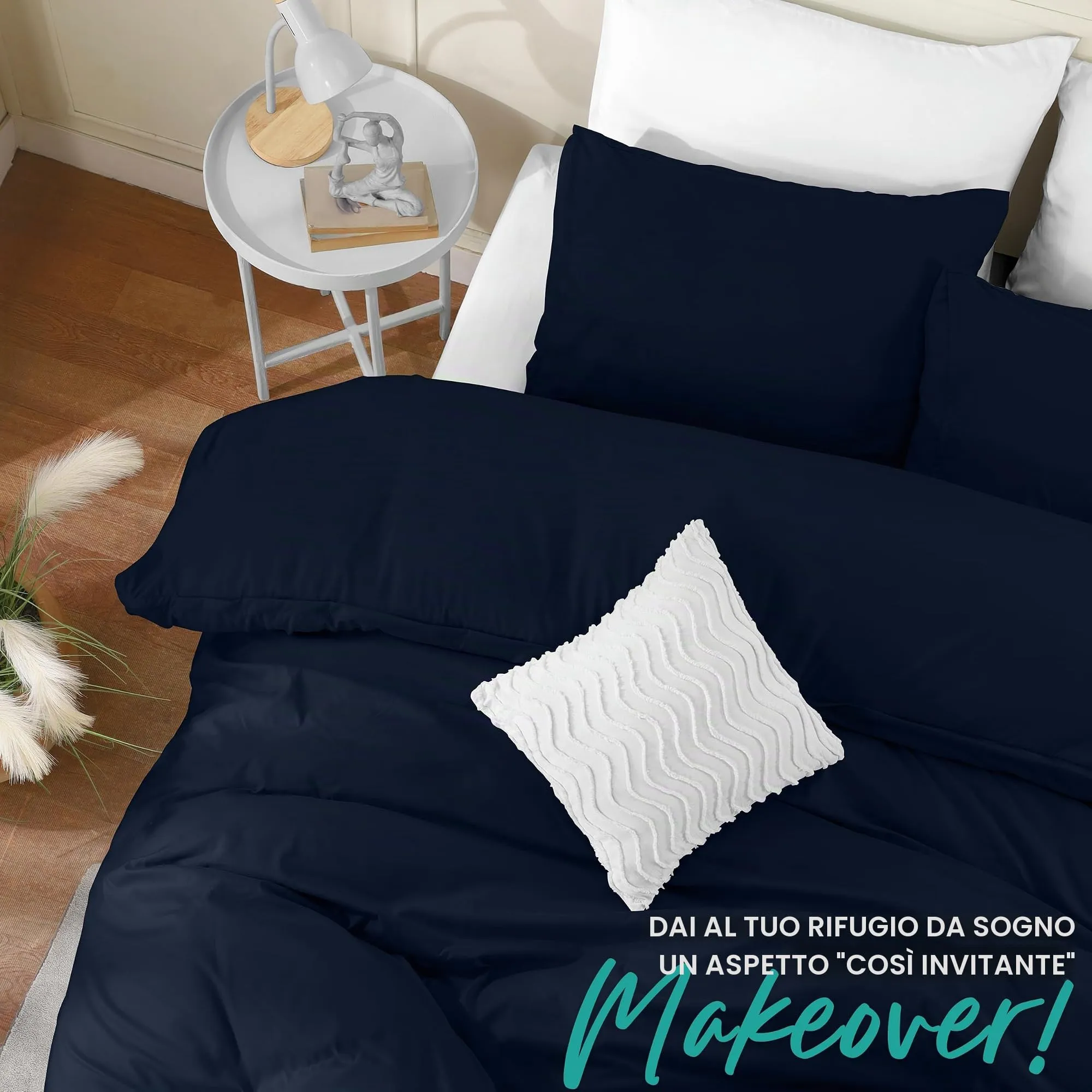 Utopia Bedding Set Copripiumino e Federe, 220 x 220 cm e 50 x 65 cm, Microfibra di Poliestere, Blu Navy - immagine 4