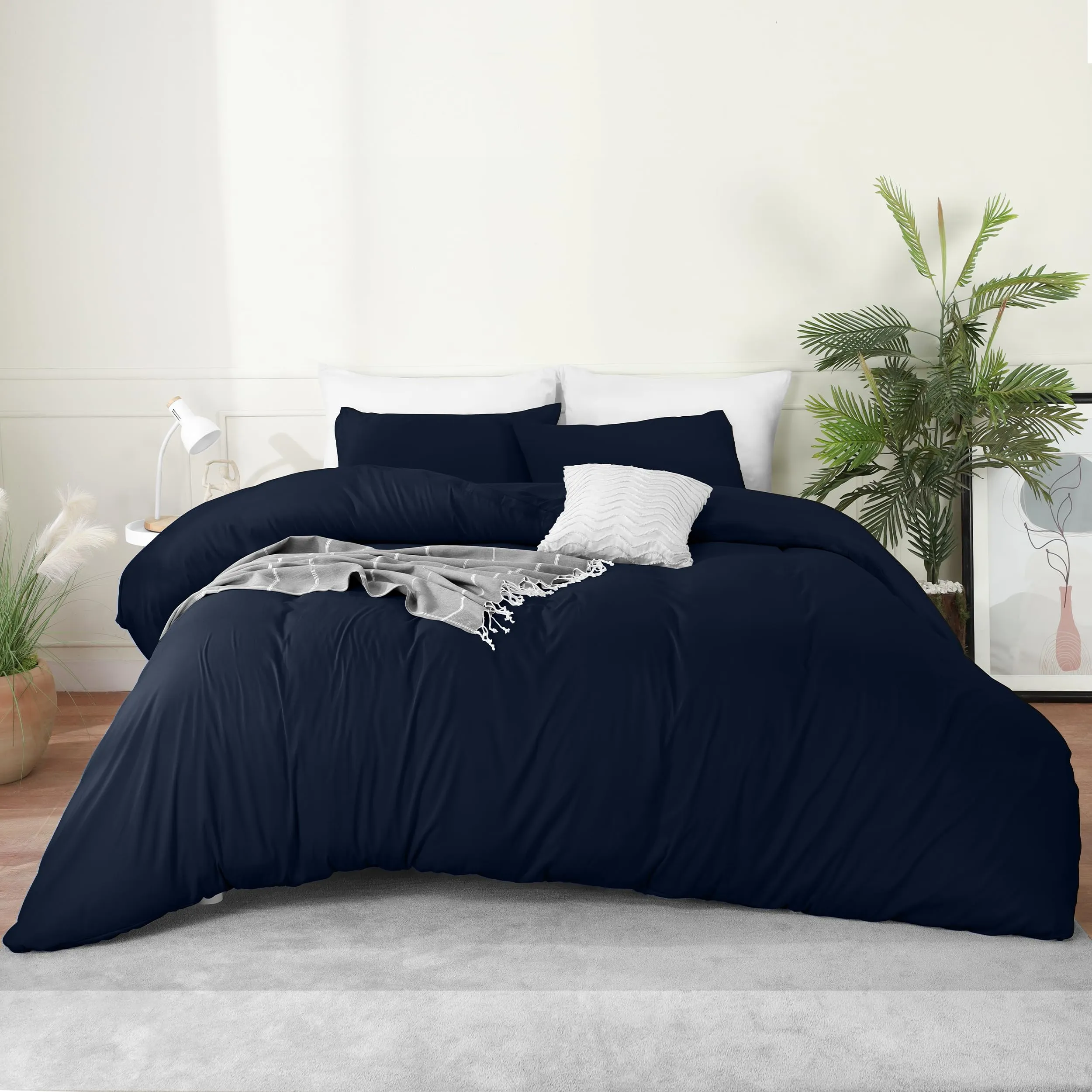 Utopia Bedding Set Copripiumino e Federe, 220 x 220 cm e 50 x 65 cm, Microfibra di Poliestere, Blu Navy - immagine 8