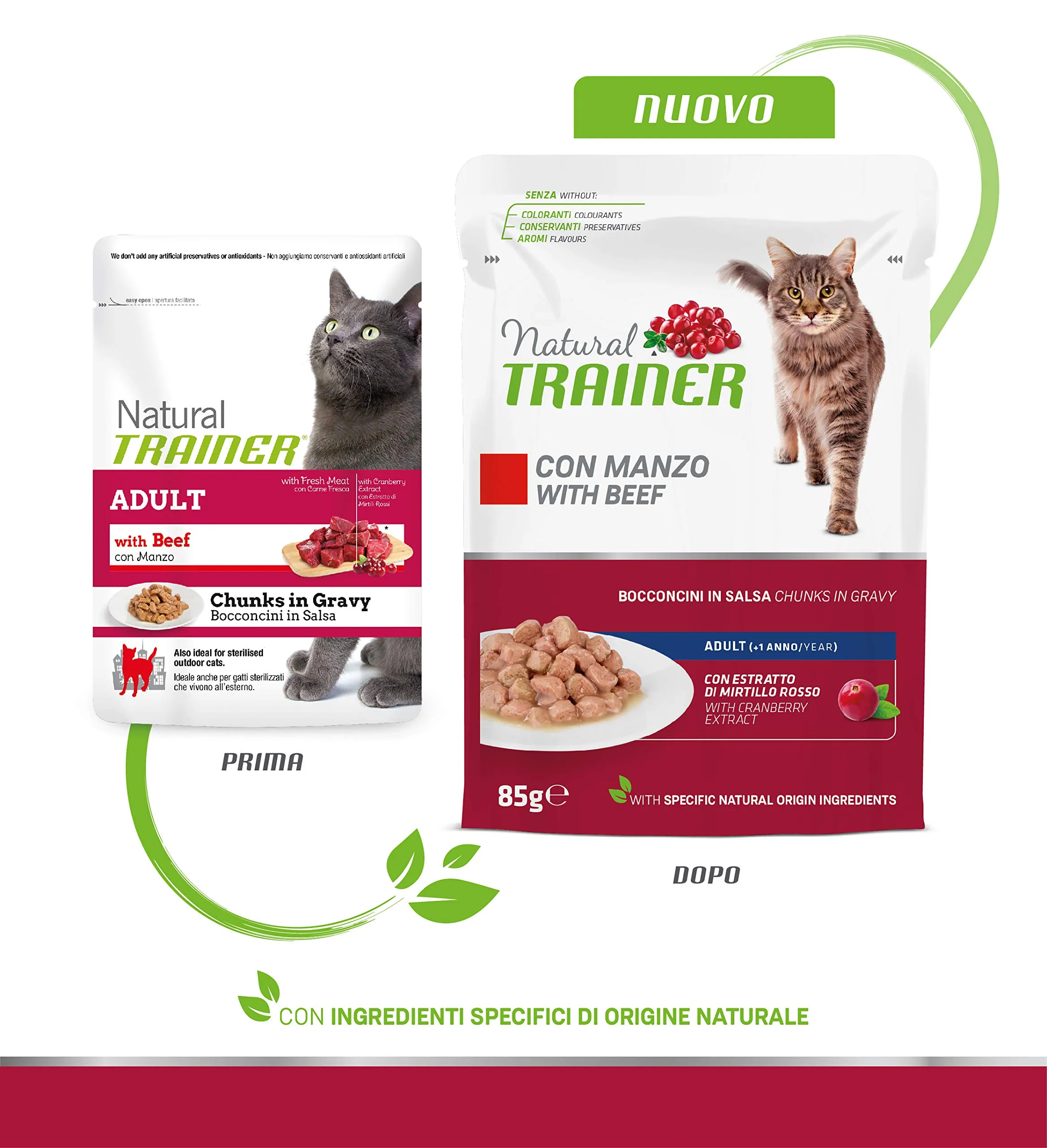 Trainer Natural Cibo Umido per Gatti Adulti al Manzo, 12 x 85 g - immagine 3