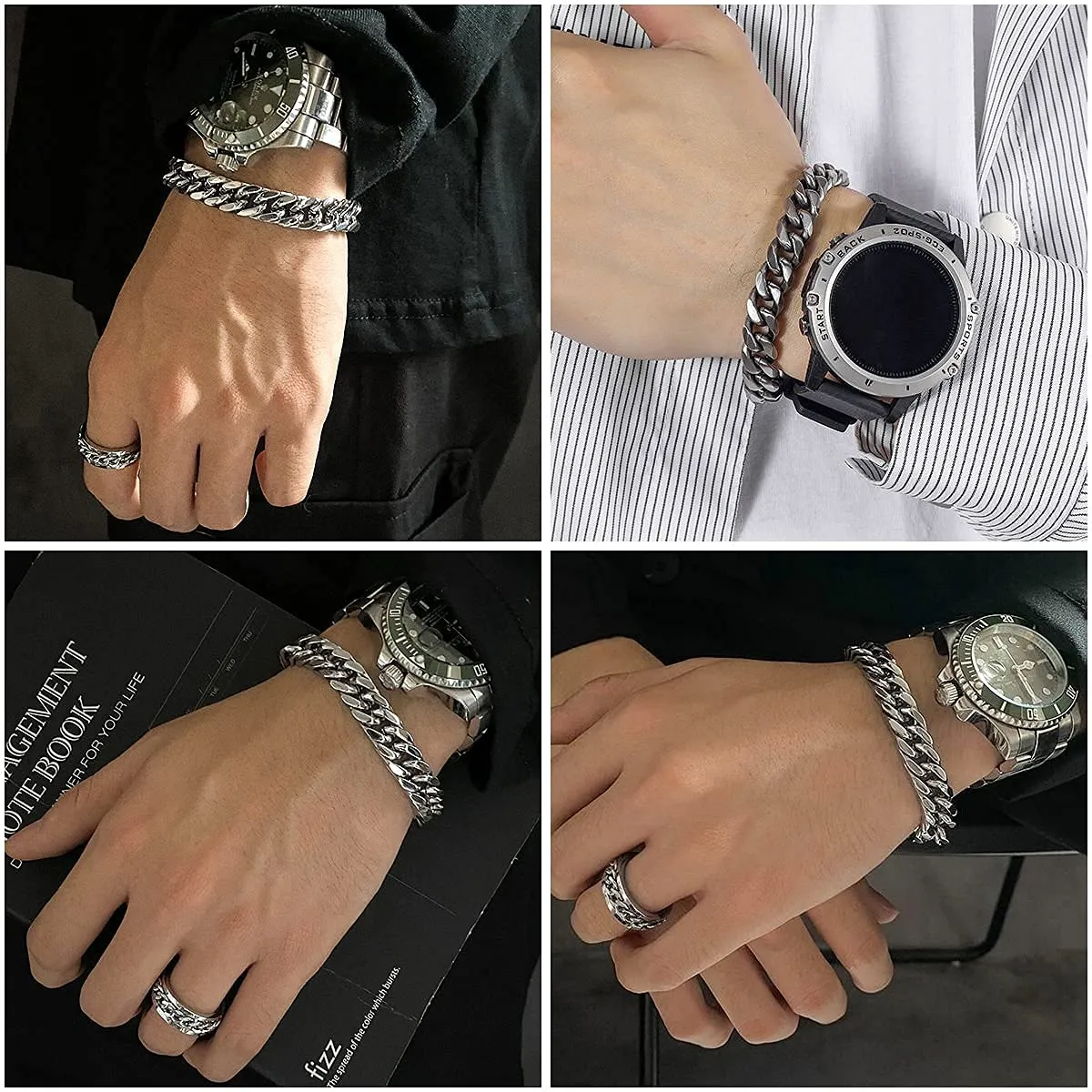 flintronic Bracciale a Catena in Acciaio Inox, 10 x 21 cm - immagine 7