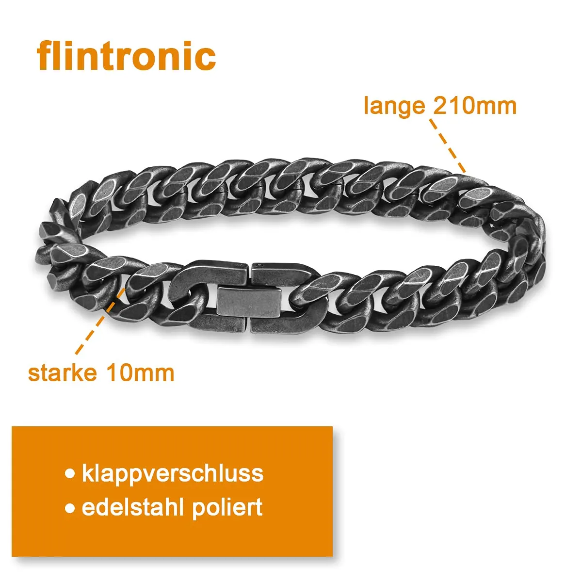 flintronic Bracciale a Catena in Acciaio Inox, 10 x 21 cm - immagine 2