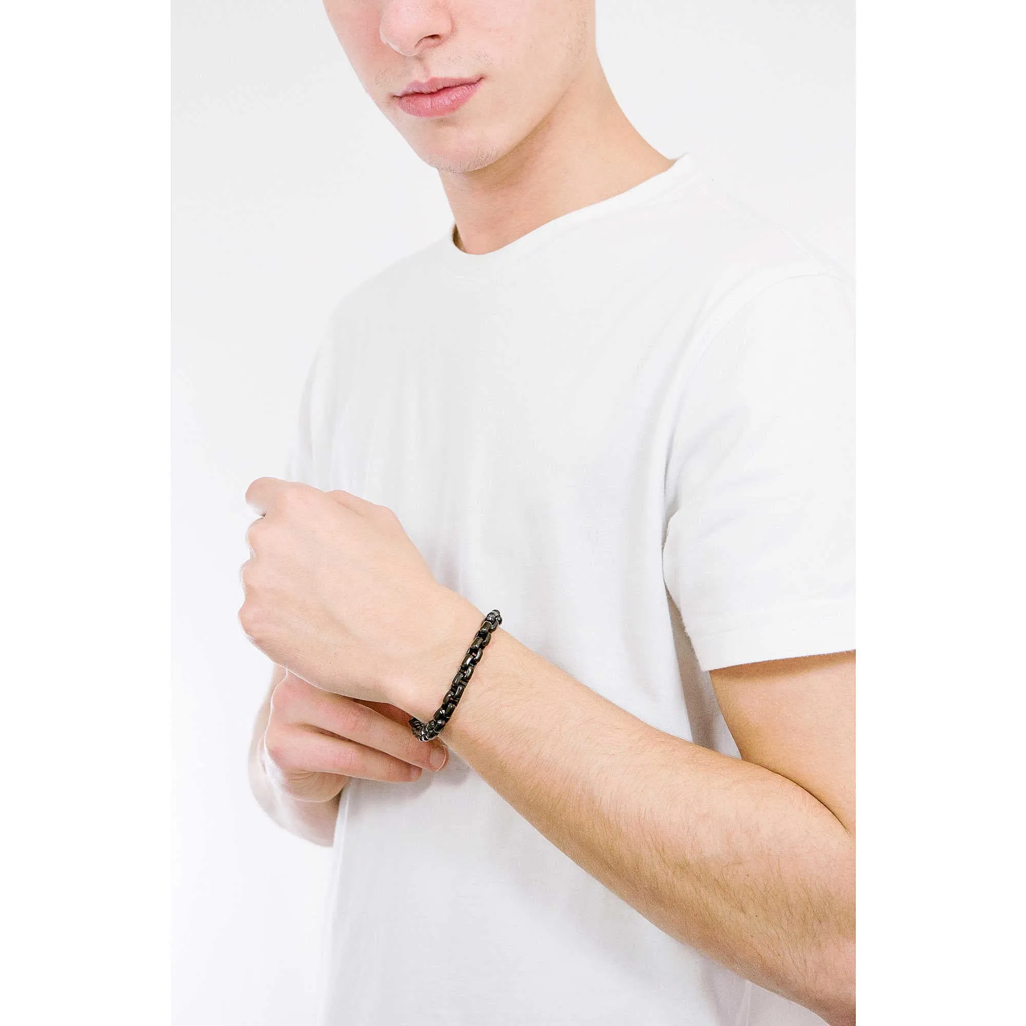 Armani Exchange Bracciale da uomo in acciaio inossidabile, Nero opaco, AXG0047001 - immagine 2