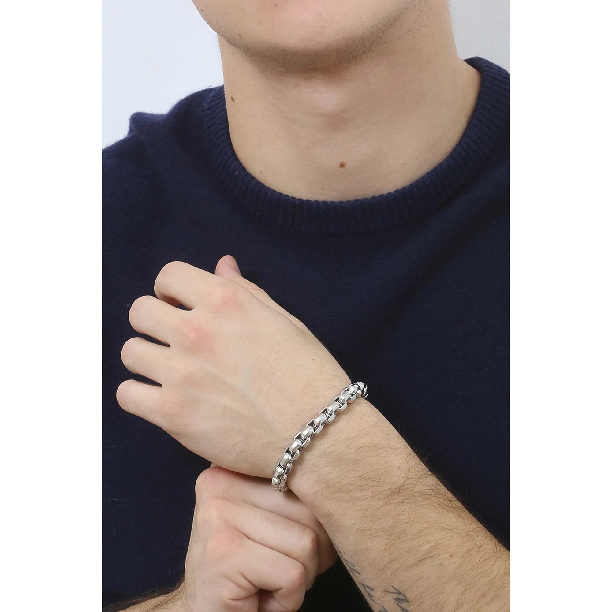 Armani Exchange Bracciale da uomo in acciaio inossidabile AXG0045040, Argento - immagine 2