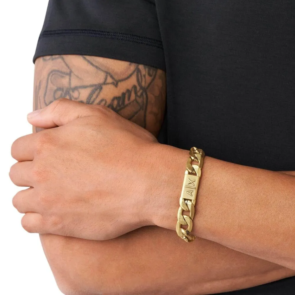 Armani Exchange Bracciale da uomo in acciaio inossidabile Tono oro scuro AXG0078710 - immagine 2