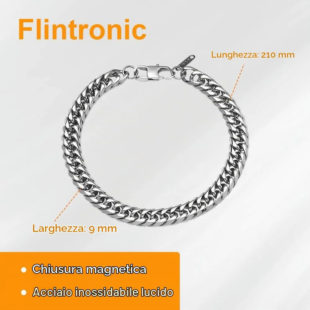 flintronic Bracciale a Catena in Acciaio Inox Unisex, 9 x 21 cm - immagine 2