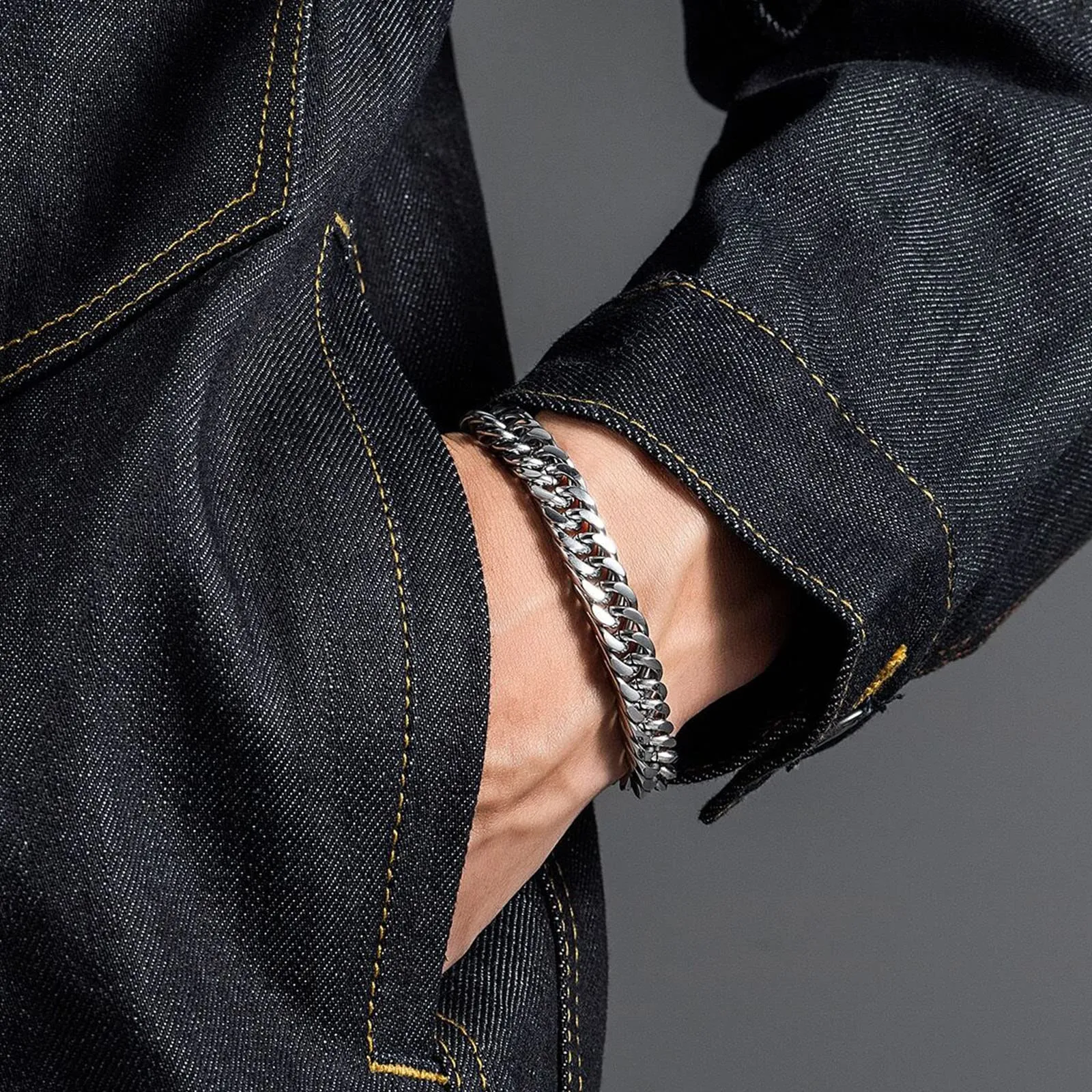 flintronic Bracciale a Catena in Acciaio Inox Unisex, 9 x 21 cm - immagine 7