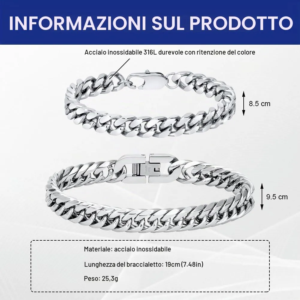 flintronic Bracciale a Catena in Acciaio Inox per Uomo e Donna, 19 cm - immagine 2