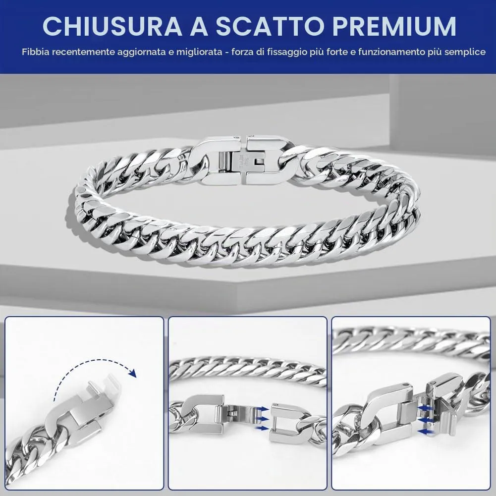flintronic Bracciale a Catena in Acciaio Inox per Uomo e Donna, 19 cm - immagine 3