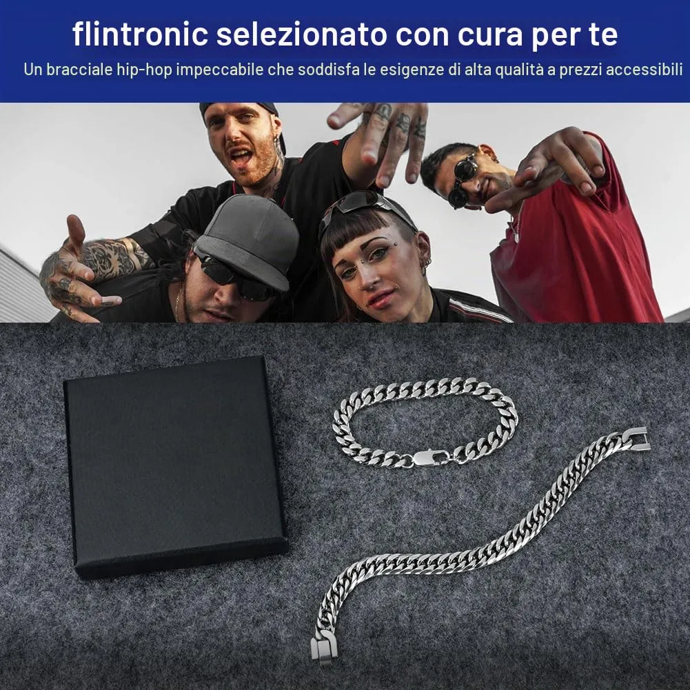 flintronic Bracciale a Catena in Acciaio Inox per Uomo e Donna, 19 cm - immagine 6