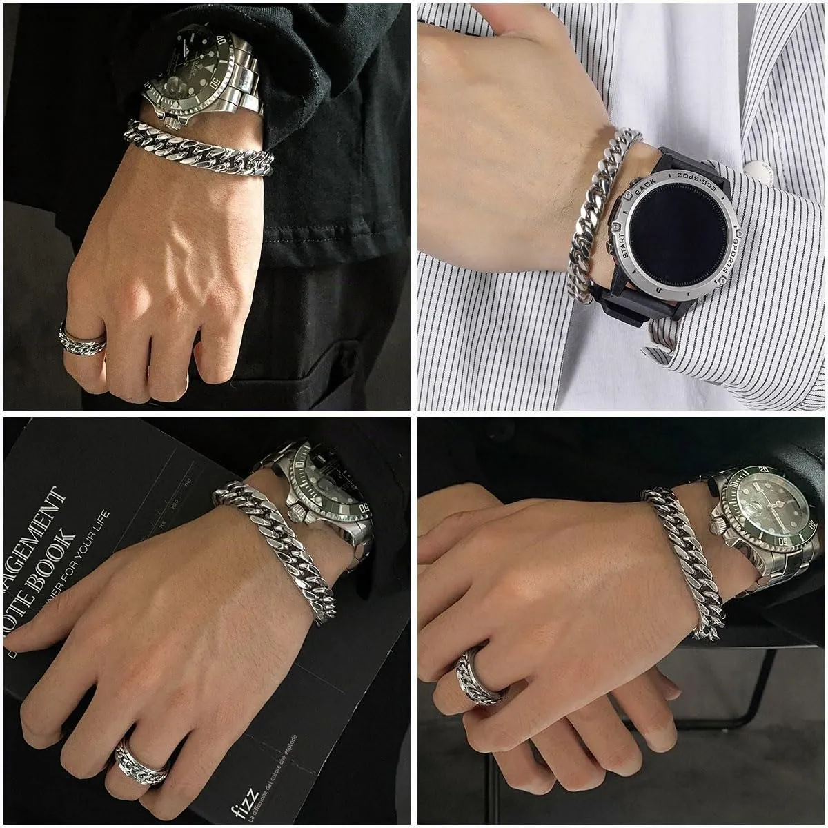 flintronic Bracciale a Catena in Acciaio Inox per Uomo e Donna, 19 cm - immagine 7