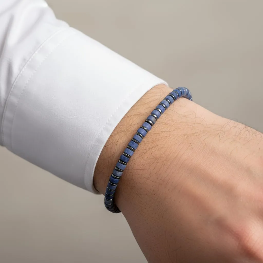 10:10 Bracciale uomo in lapislazzuli, ematite e acciaio inossidabile - Made in Italy - immagine 3