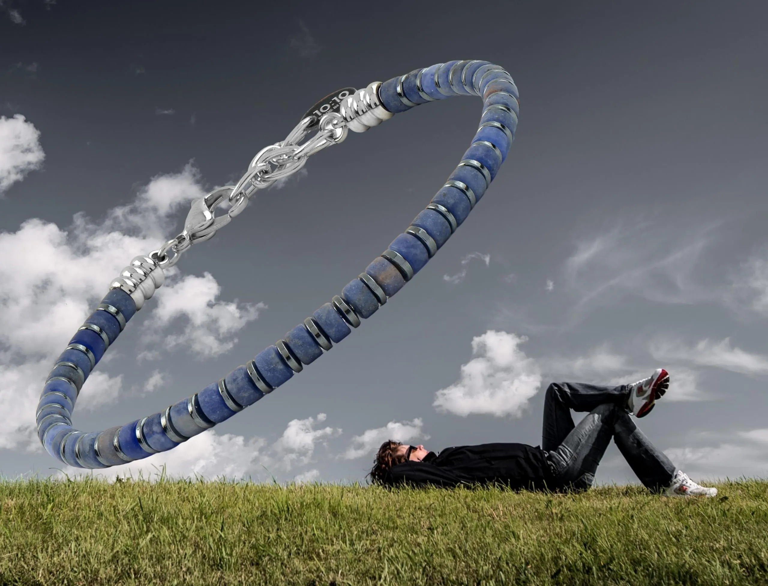 10:10 Bracciale uomo in lapislazzuli, ematite e acciaio inossidabile - Made in Italy - immagine 5