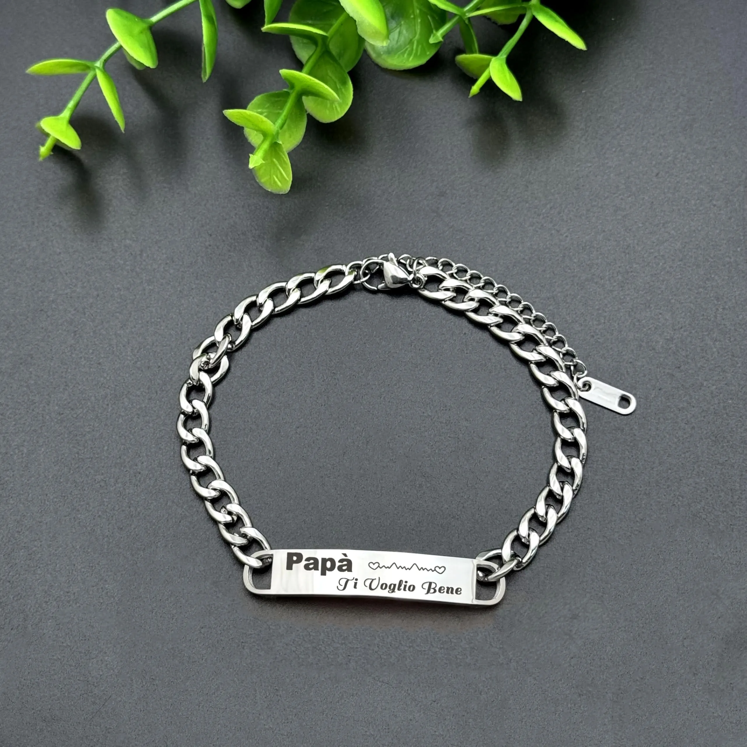 LUODAN Bracciale per Papà in Acciaio Inossidabile, Argento - immagine 3