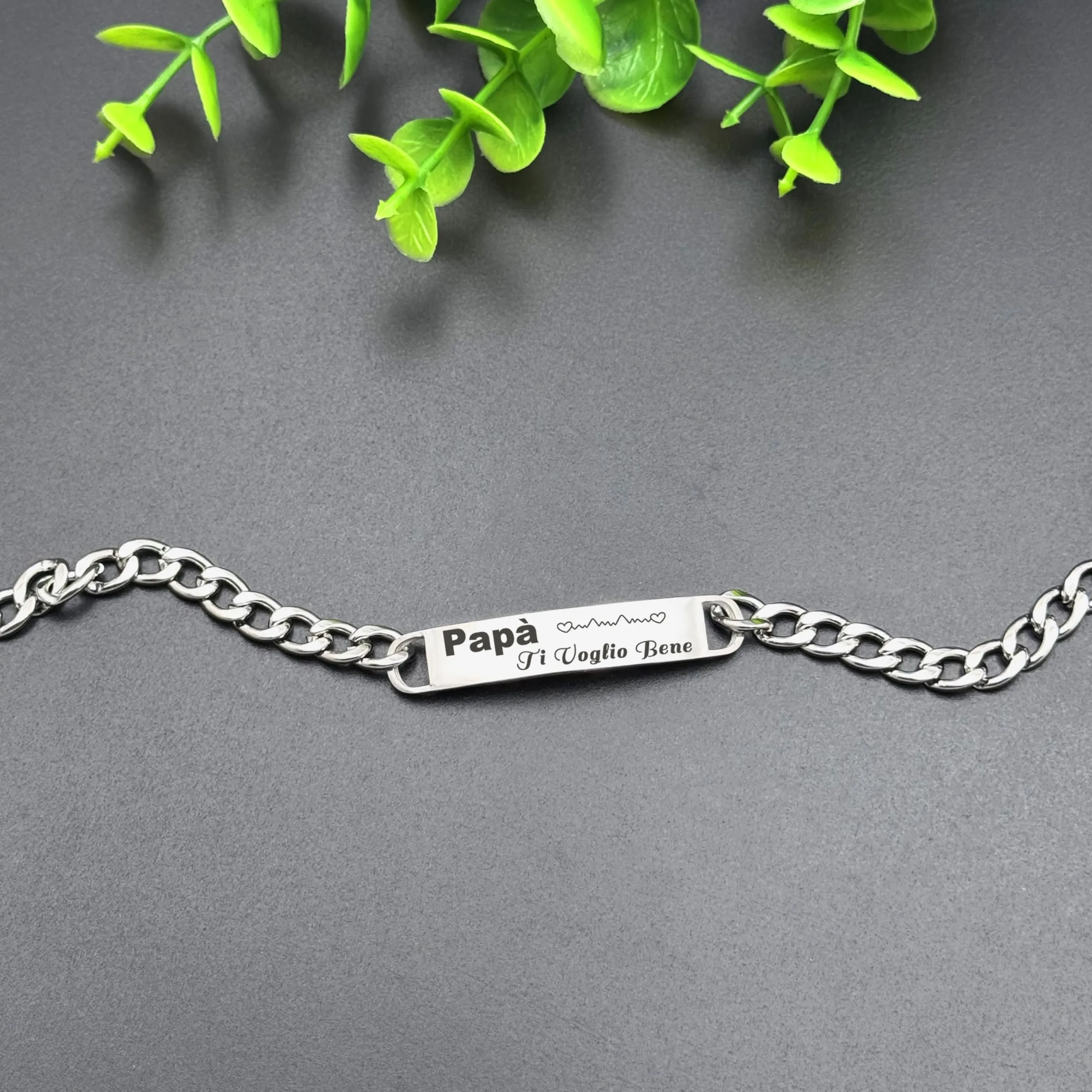 LUODAN Bracciale per Papà in Acciaio Inossidabile, Argento - immagine 4