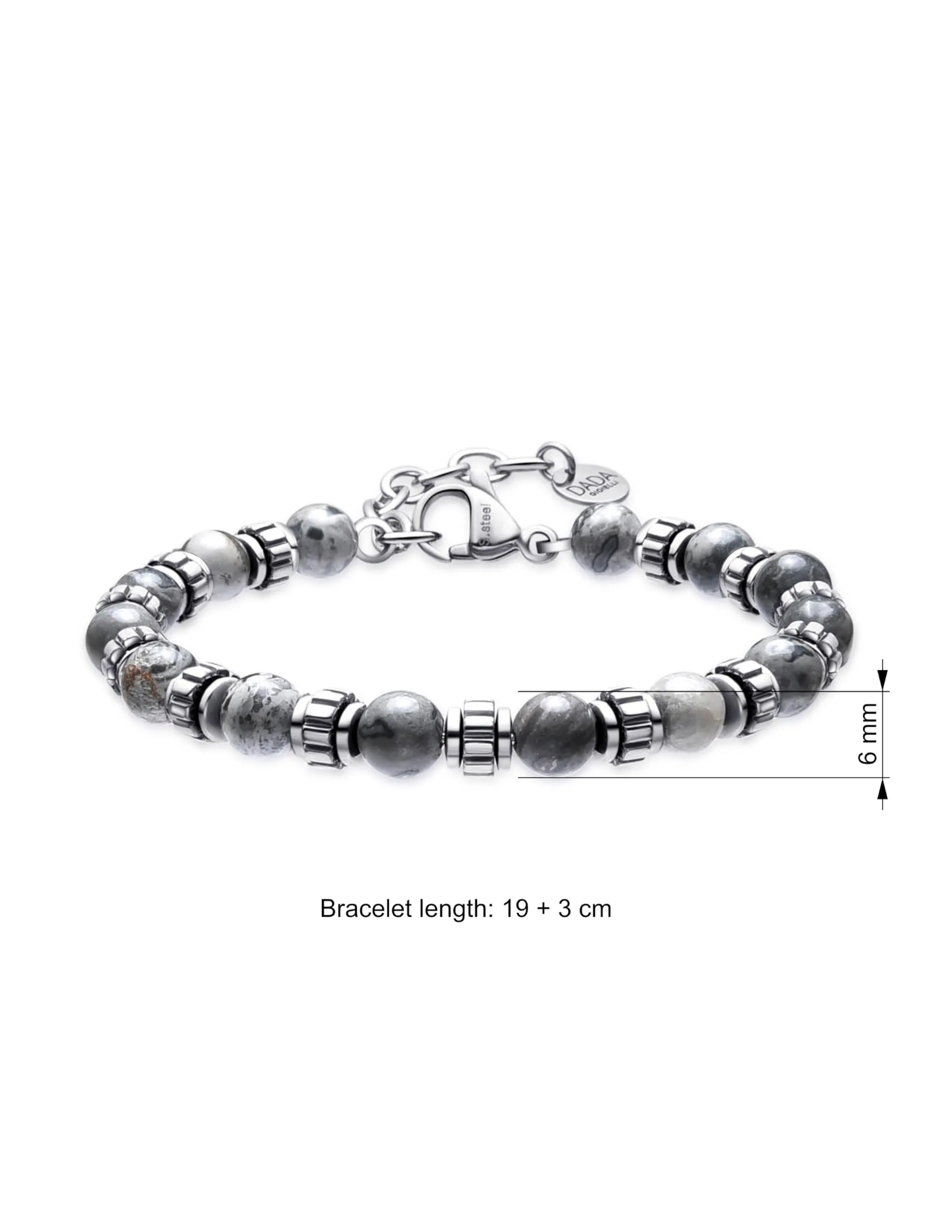 Dada Gioielli Bracciale Uomo in Pietra Naturale 6mm Map Stone - immagine 4