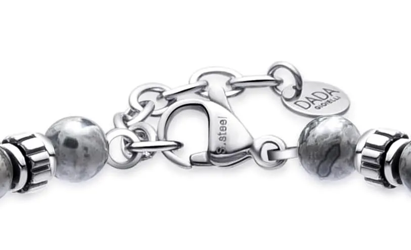 Dada Gioielli Bracciale Uomo in Pietra Naturale 6mm Map Stone - immagine 5