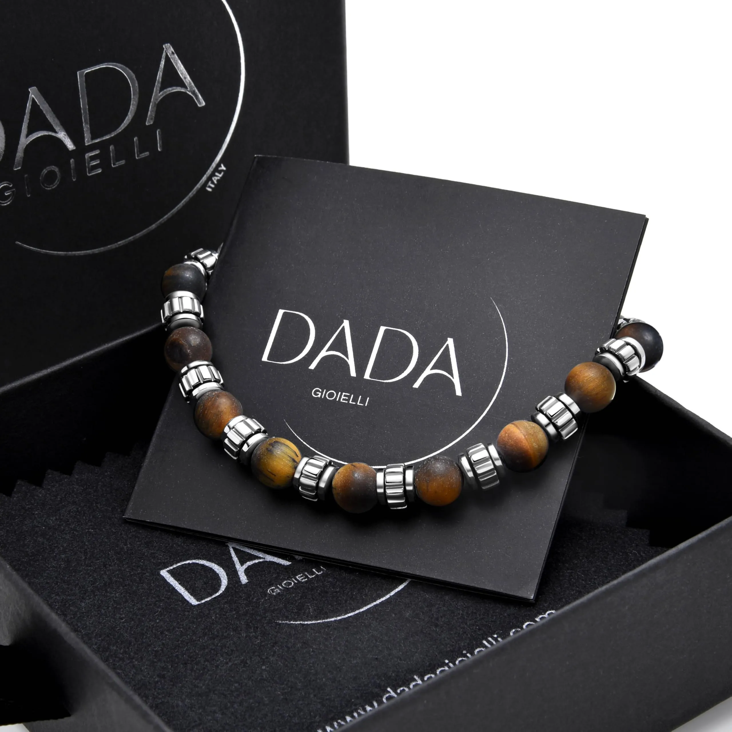 Dada Gioielli Bracciale Uomo in Pietra Naturale 6mm Occhio di Tigre - immagine 2