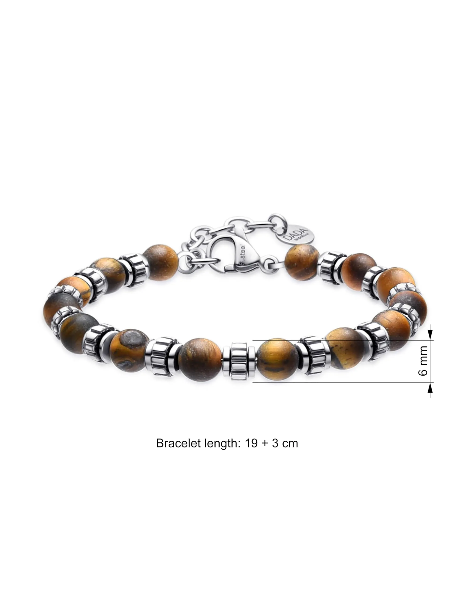 Dada Gioielli Bracciale Uomo in Pietra Naturale 6mm Occhio di Tigre - immagine 4