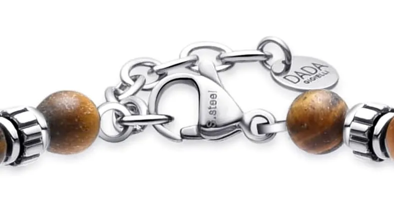 Dada Gioielli Bracciale Uomo in Pietra Naturale 6mm Occhio di Tigre - immagine 5