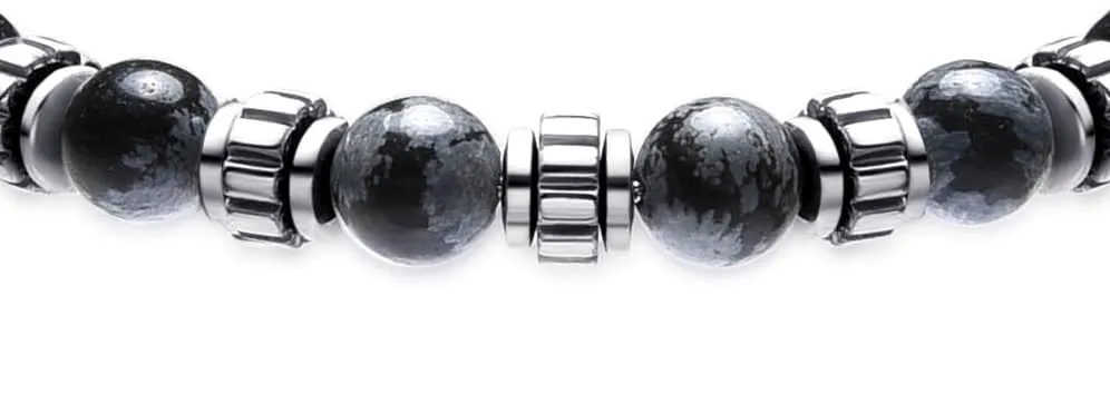 Dada Gioielli Bracciale Uomo in Pietra Naturale 6mm Ossidiana Nera - immagine 3