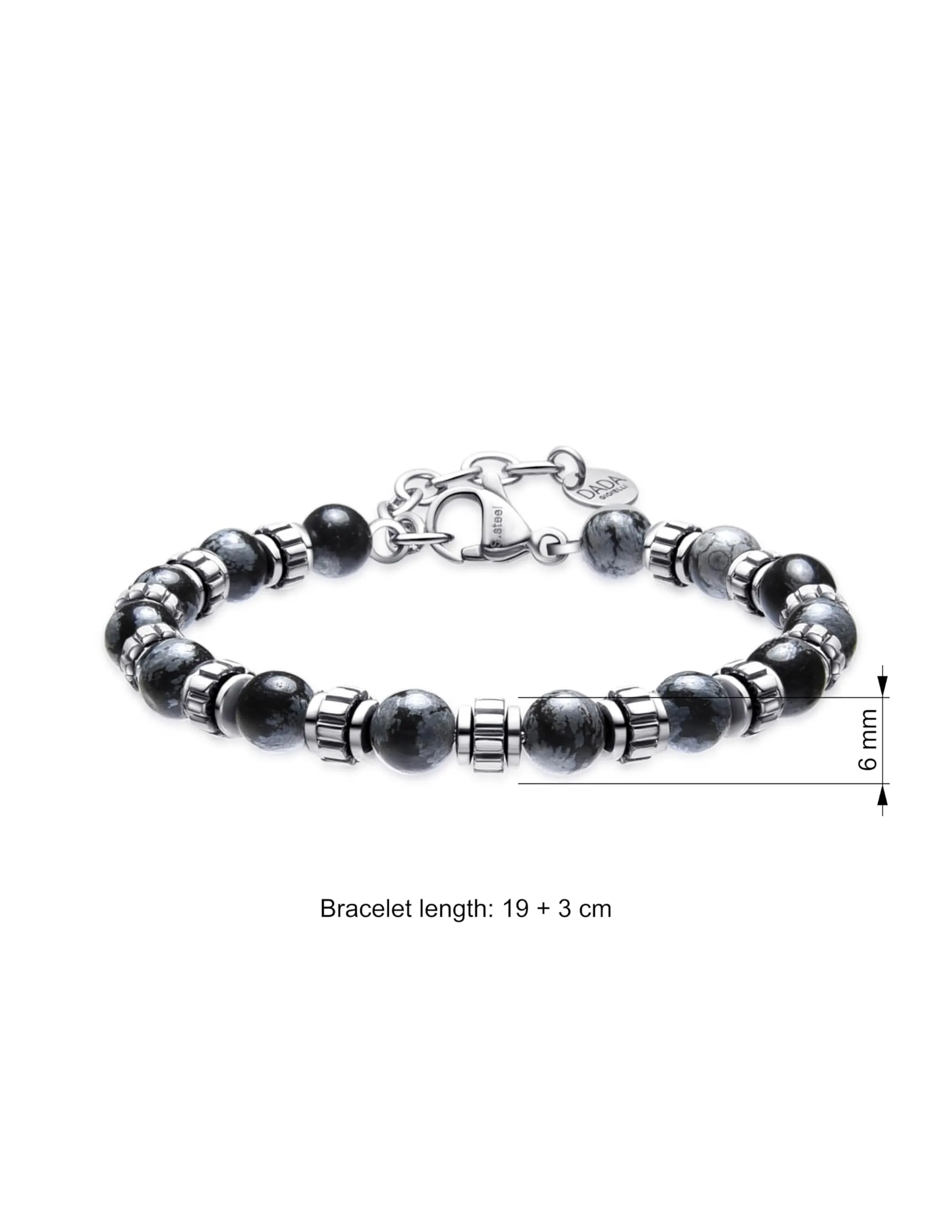 Dada Gioielli Bracciale Uomo in Pietra Naturale 6mm Ossidiana Nera - immagine 4