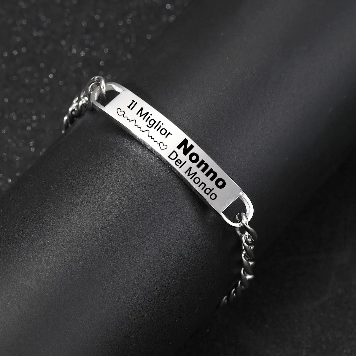 LUODAN Bracciale per Uomo in Acciaio Inossidabile, Regalo per Nonno e Papà - immagine 2