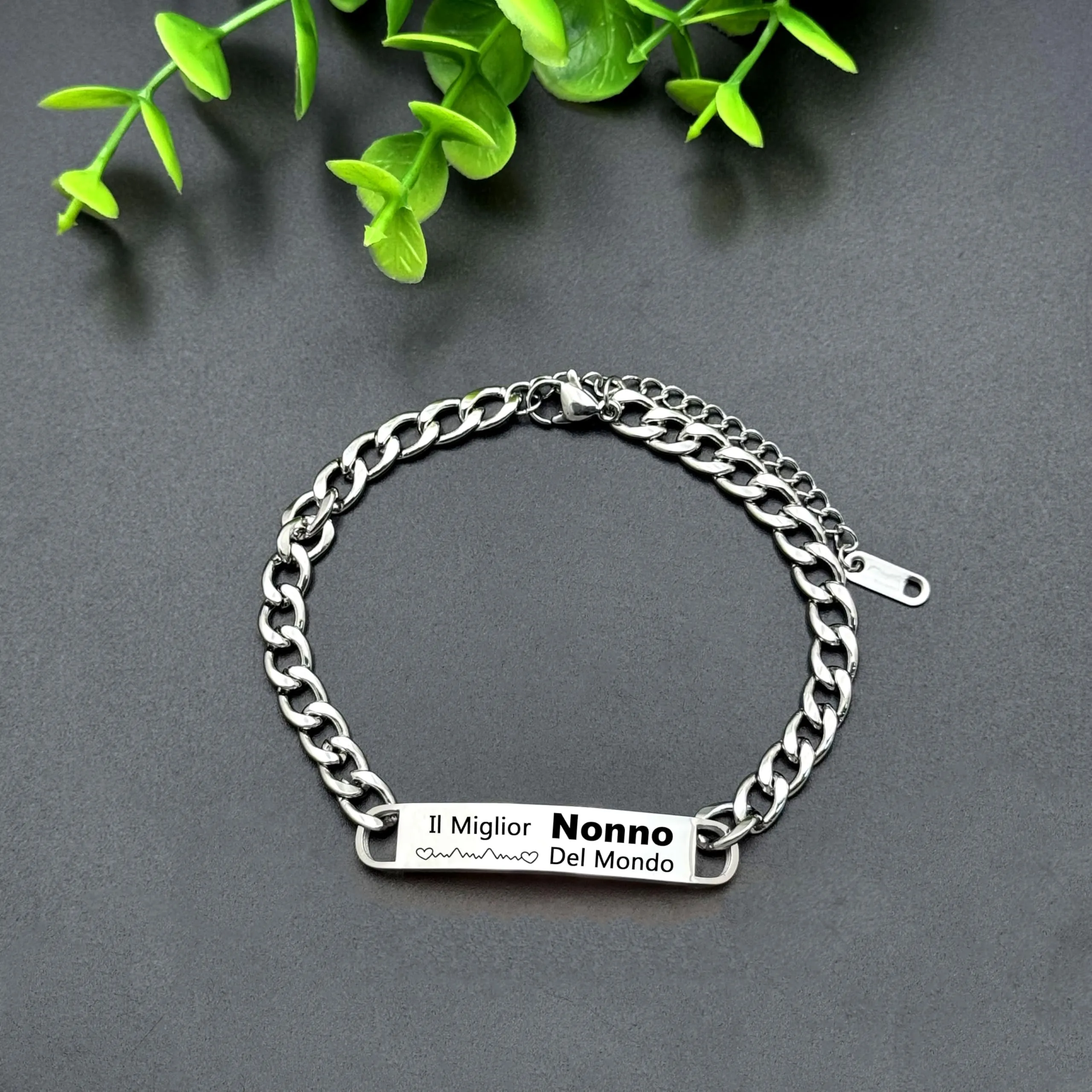 LUODAN Bracciale per Uomo in Acciaio Inossidabile, Regalo per Nonno e Papà - immagine 3