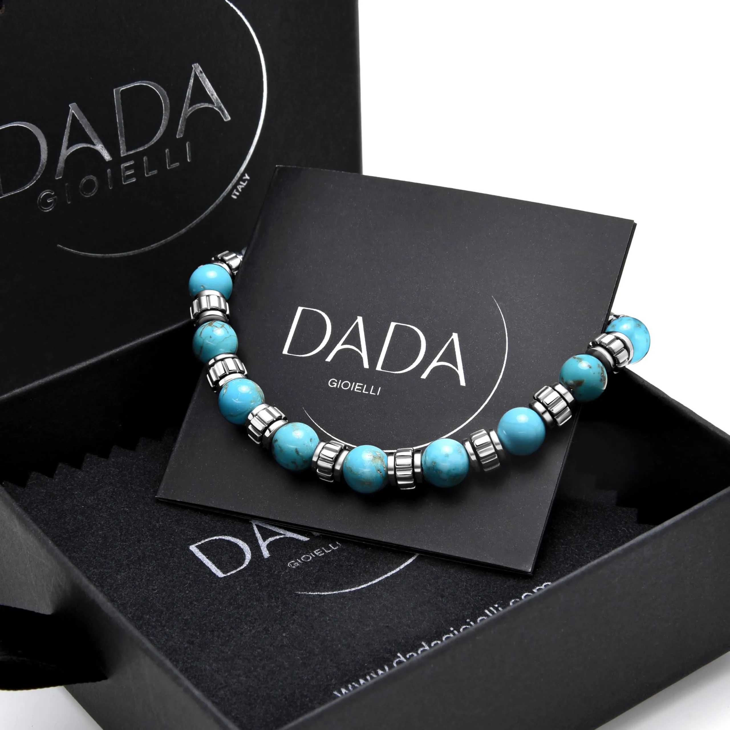 Dada Gioielli Bracciale Uomo in Pietra Naturale 6mm Turchese - immagine 2