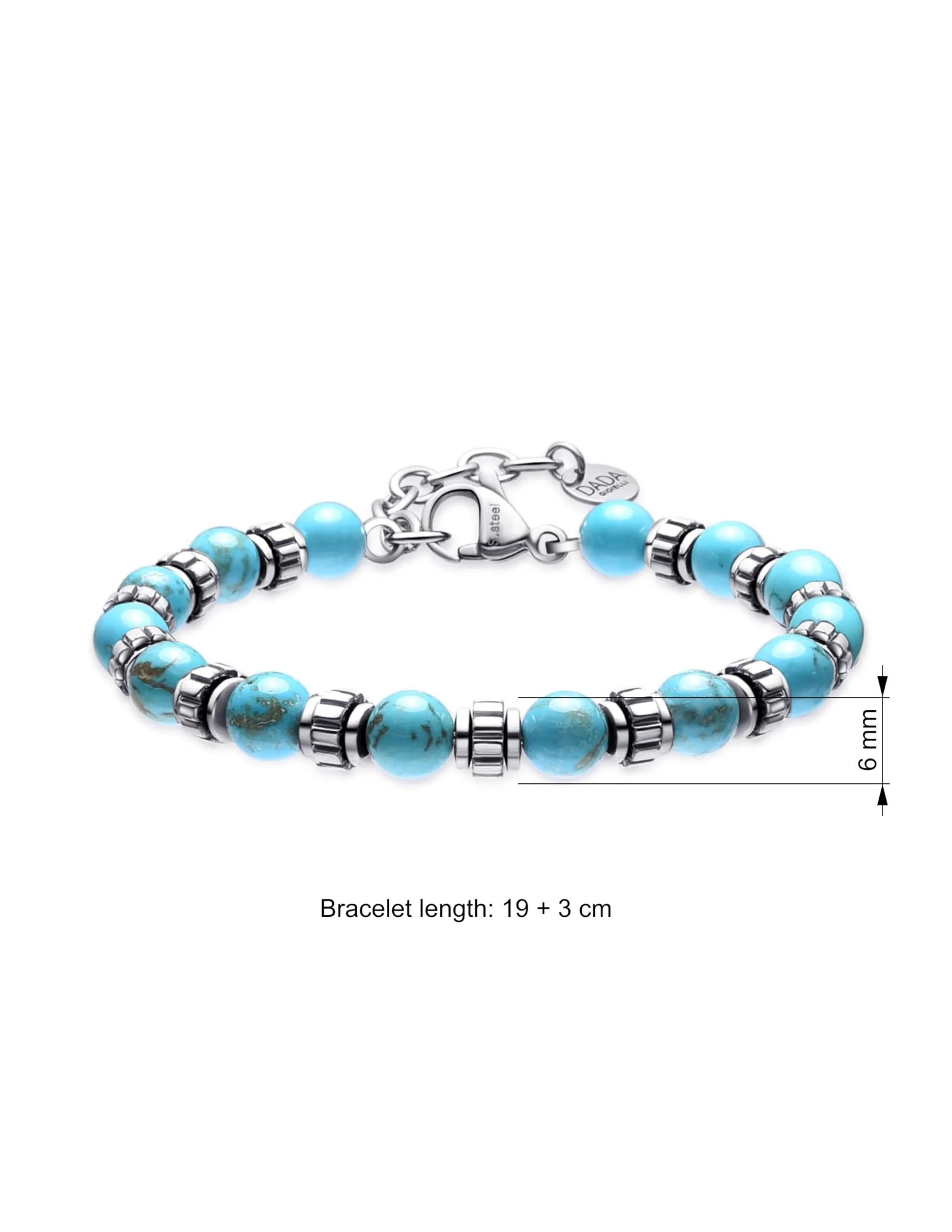 Dada Gioielli Bracciale Uomo in Pietra Naturale 6mm Turchese - immagine 4