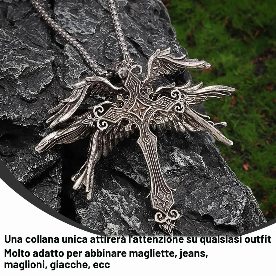 GONZTEL Collana Crocifisso Gotica in Argento Vintage per Donne e Uomini - immagine 3