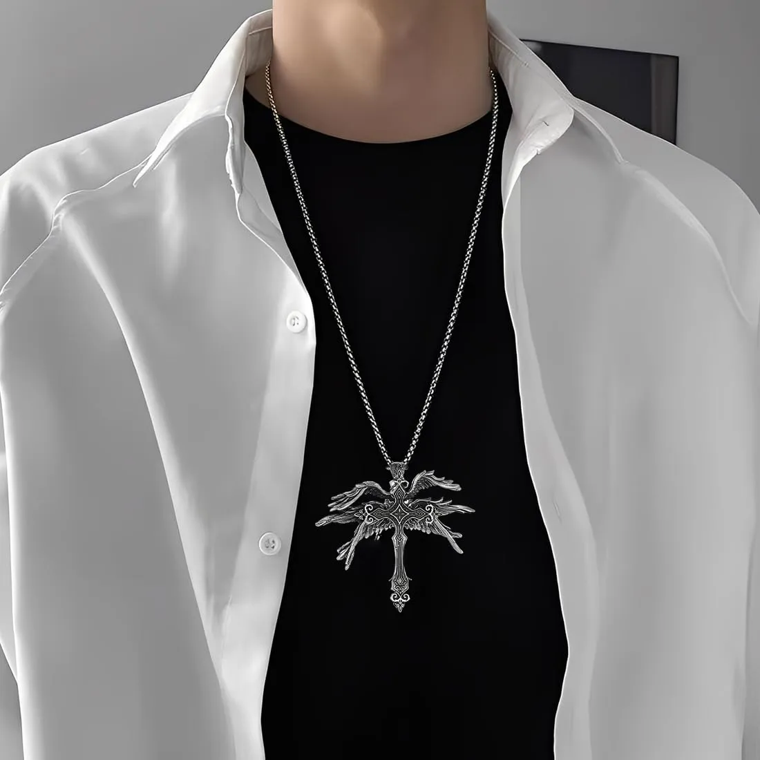 GONZTEL Collana Crocifisso Gotica in Argento Vintage per Donne e Uomini - immagine 6