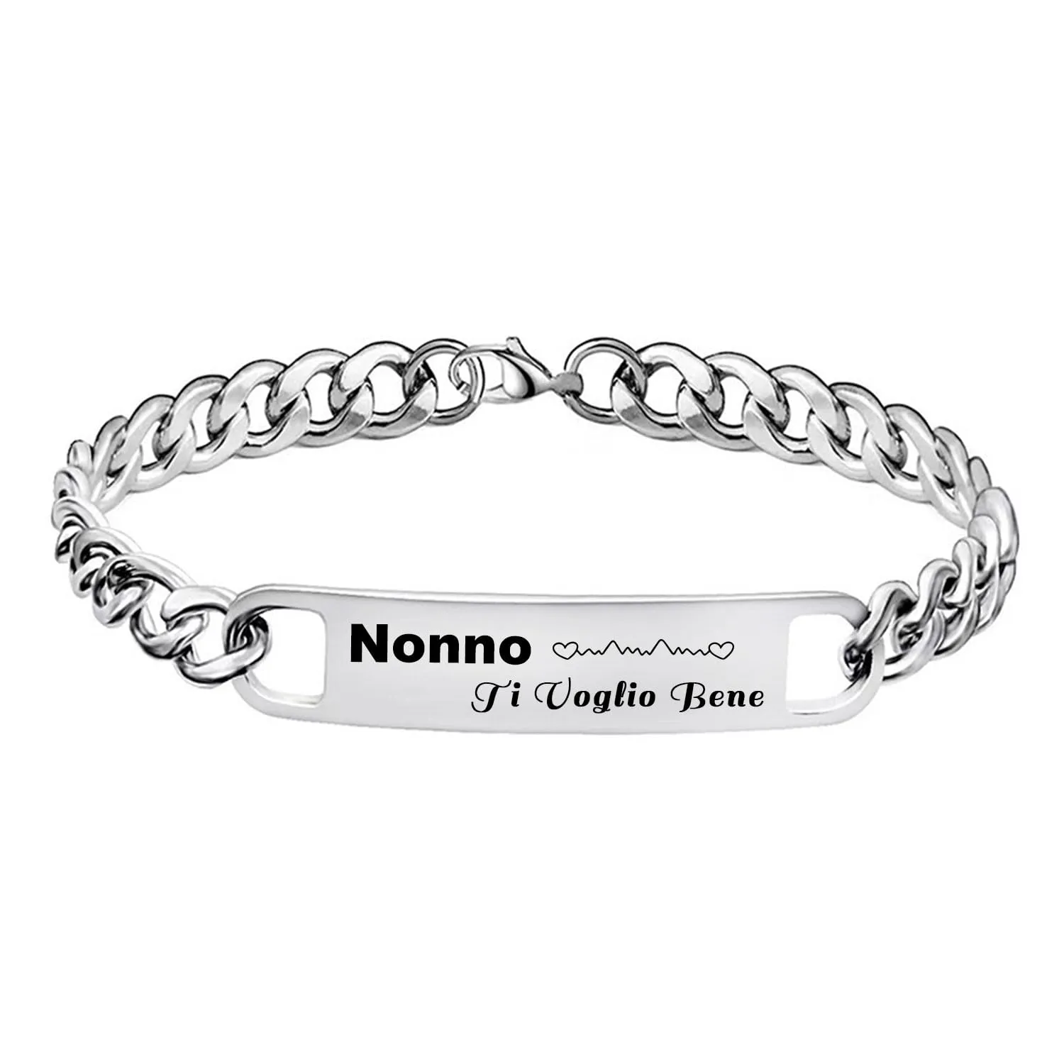 LUODAN Bracciale in Acciaio Inossidabile per Uomo (Nonno) - immagine 1