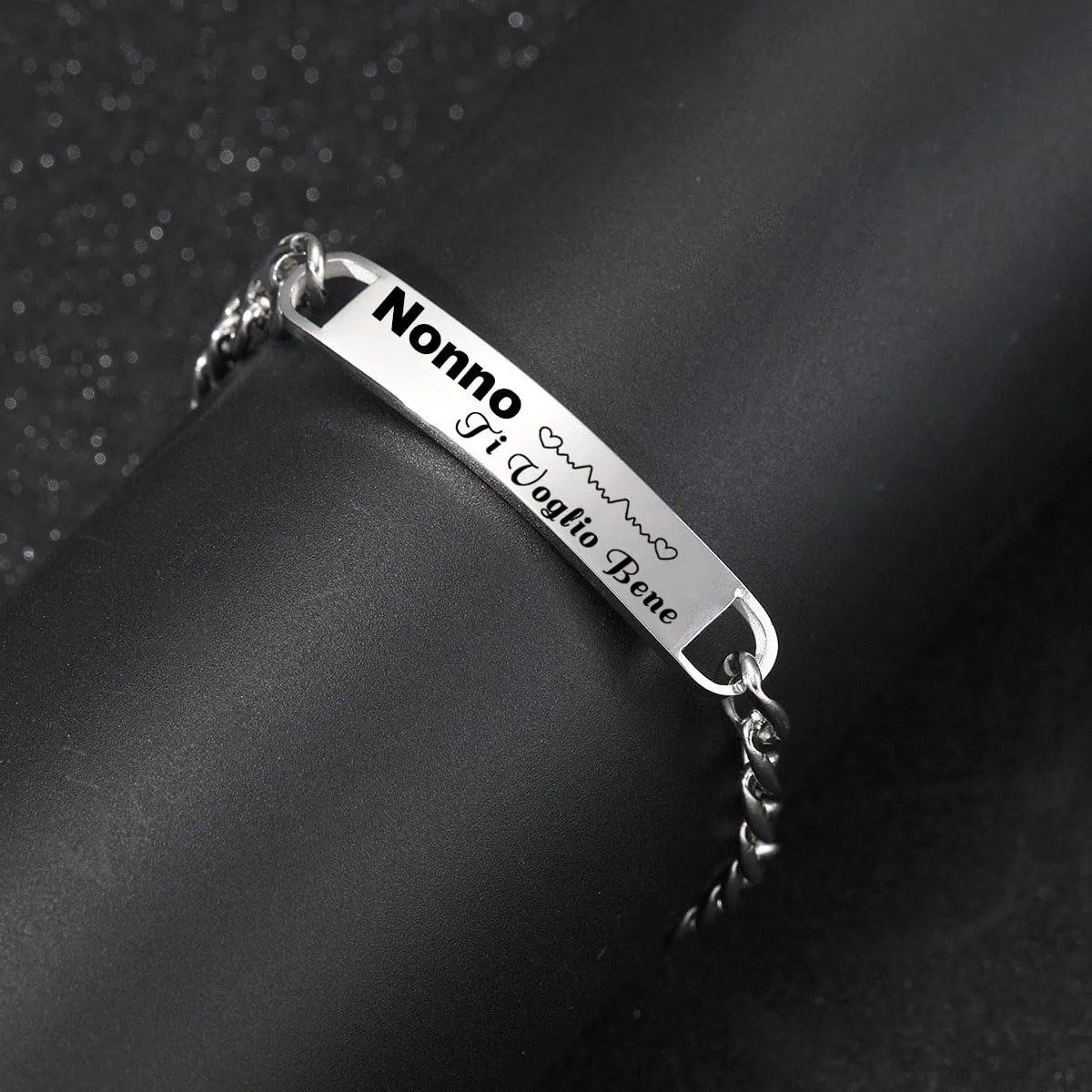 LUODAN Bracciale in Acciaio Inossidabile per Uomo (Nonno) - immagine 2
