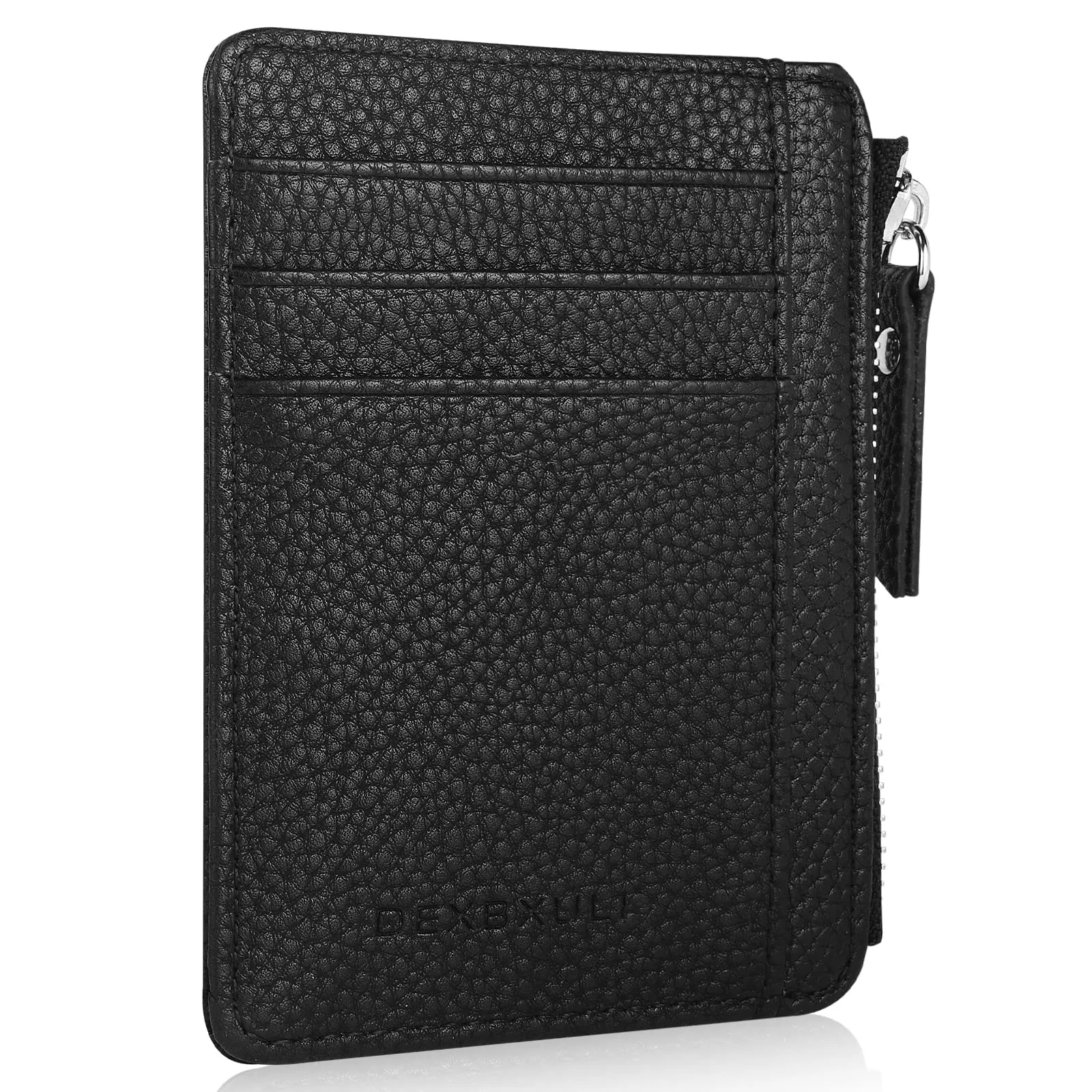flintronic Portia Portafoglio in Pelle per Uomo, 8 Slot per Carte, Scomparto con Cerniera e Finestra ID, Nero - immagine 1