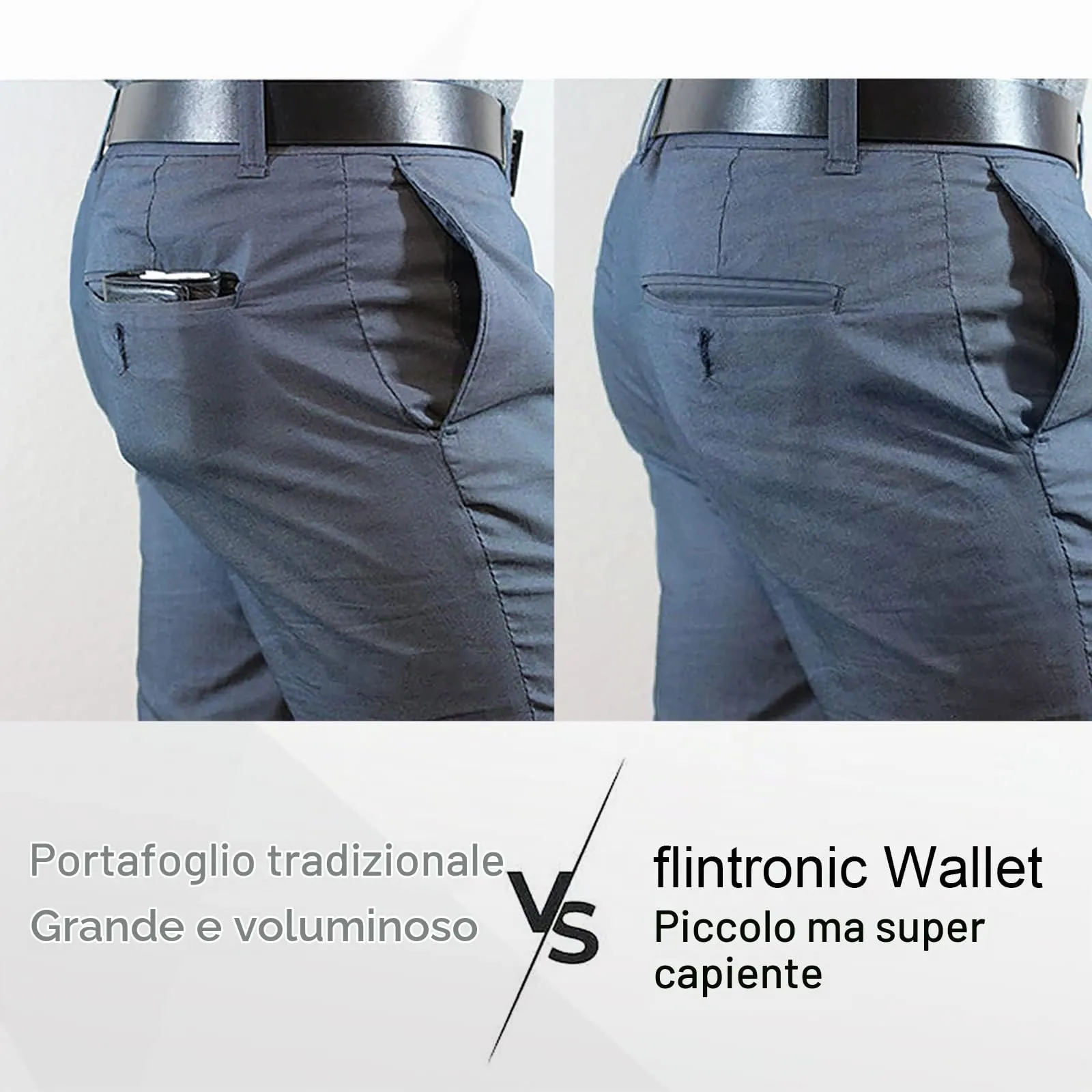 flintronic Portia Portafoglio in Pelle per Uomo, 8 Slot per Carte, Scomparto con Cerniera e Finestra ID, Nero - immagine 4