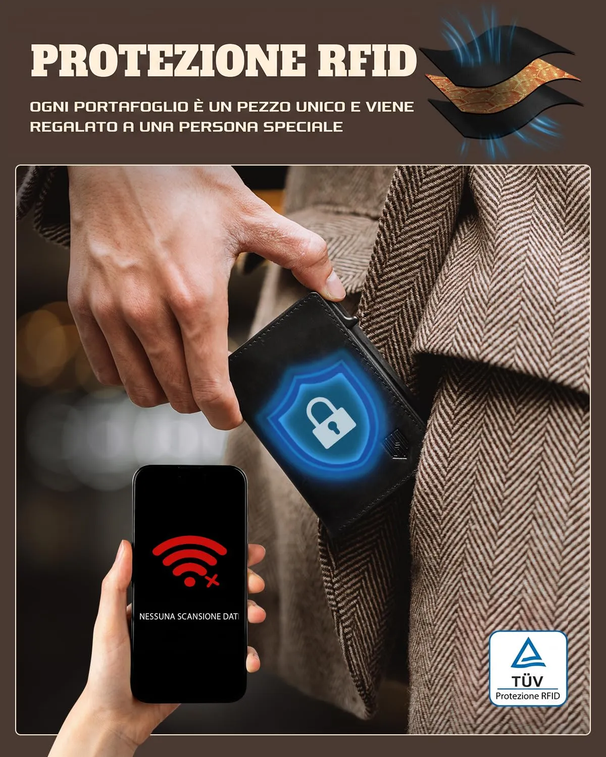 DODENSHA MagSnap Portafoglio da uomo Slim Wallet con scomparto per monete XL, chiusura magnetica e protezione RFID (Nero) - immagine 4