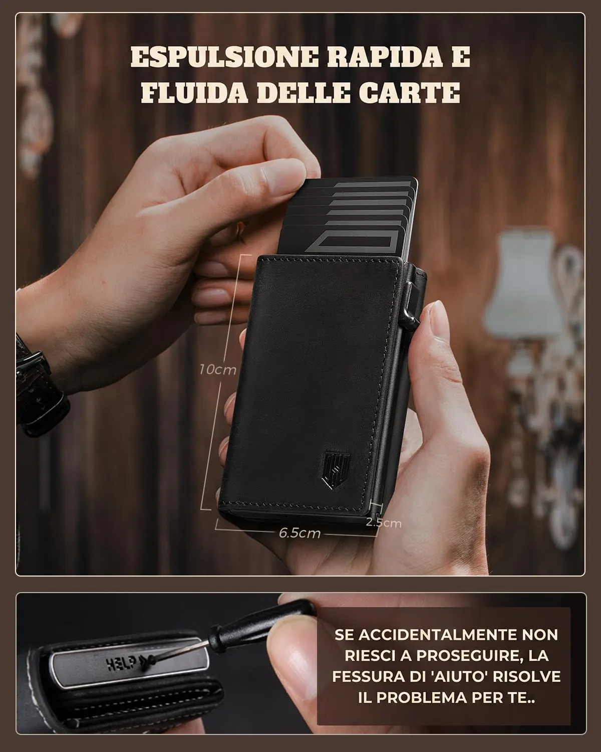 DODENSHA MagSnap Portafoglio da uomo Slim Wallet con scomparto per monete XL, chiusura magnetica e protezione RFID (Nero) - immagine 5