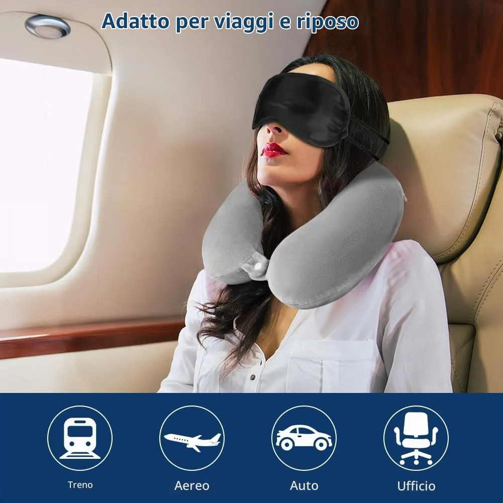 URAQT Cuscino da Viaggio in Memory Foam per il Collo, Grigio - immagine 6