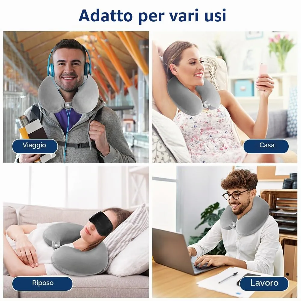 URAQT Cuscino da Viaggio in Memory Foam per il Collo, Grigio - immagine 7