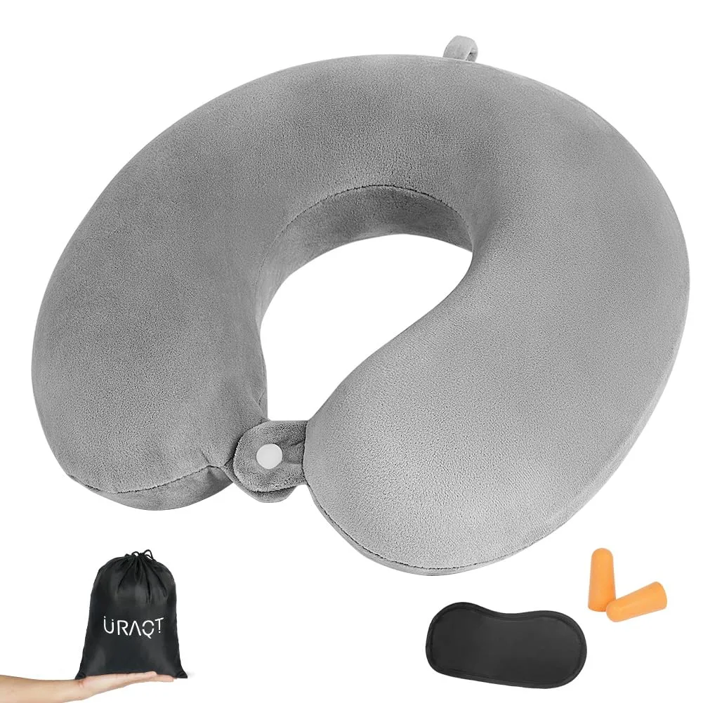 URAQT Cuscino da Viaggio in Memory Foam per il Collo, Grigio - immagine 8