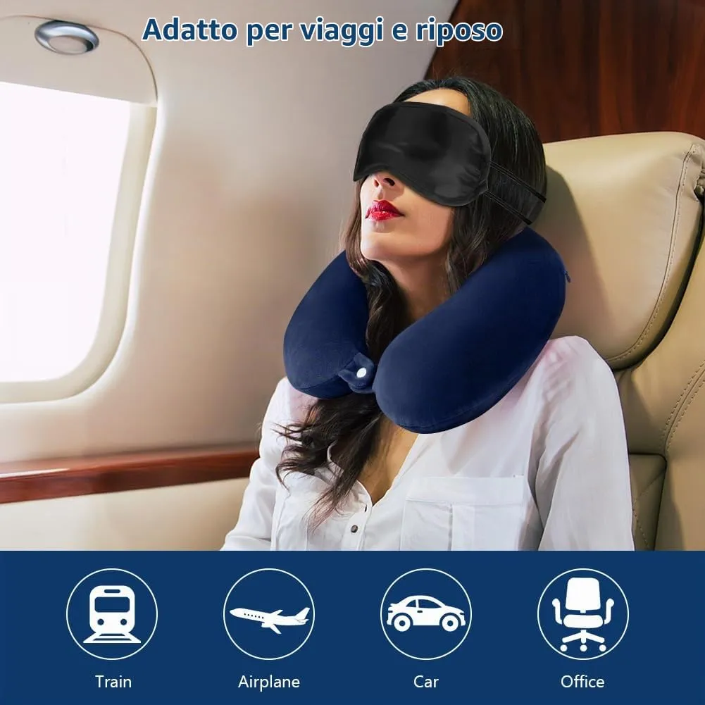 URAQT Cuscino da Viaggio per il Collo in Memory Foam, Blu Navy - immagine 6