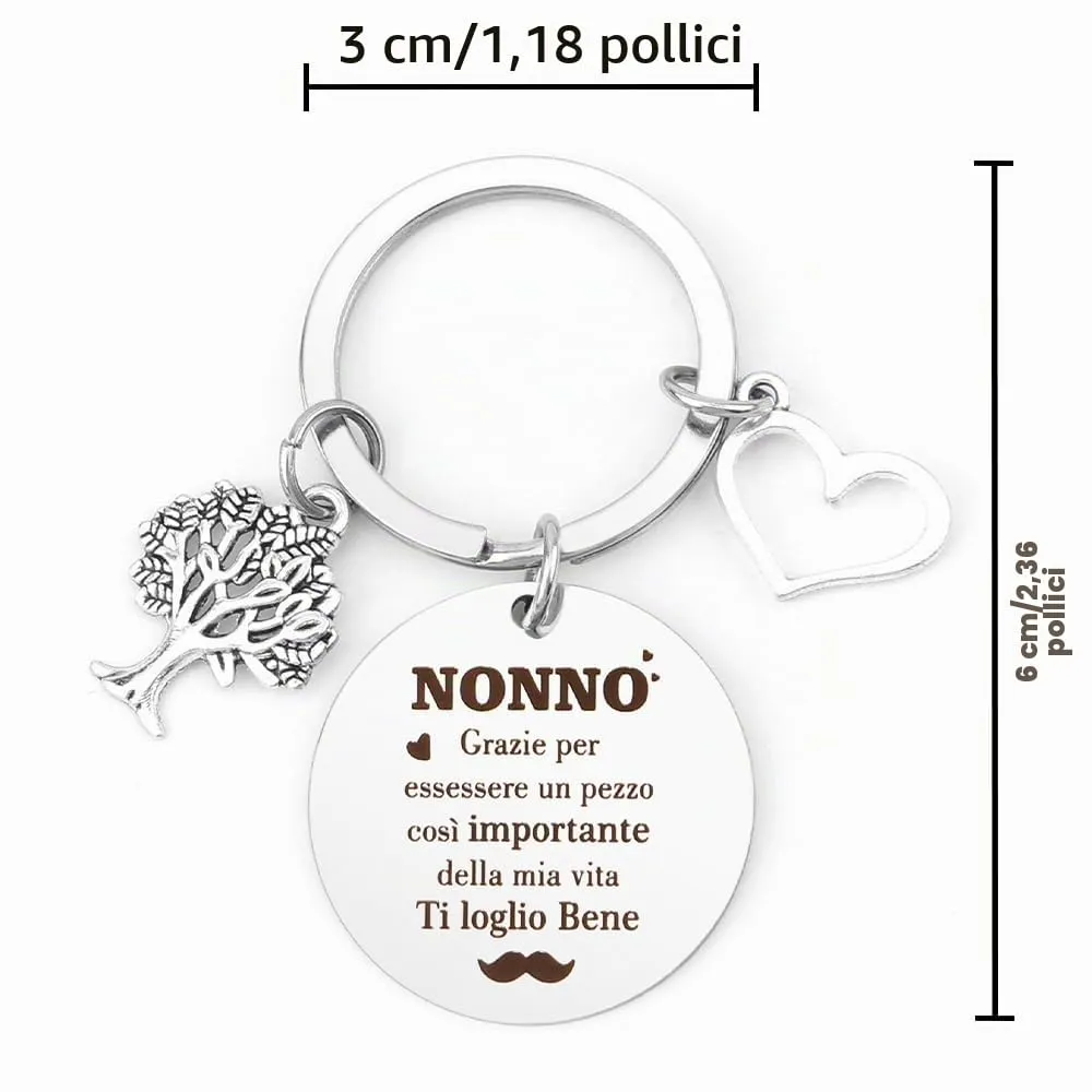 XiuGlimpse Portachiavi per Nonno in Acciaio Inossidabile - immagine 2