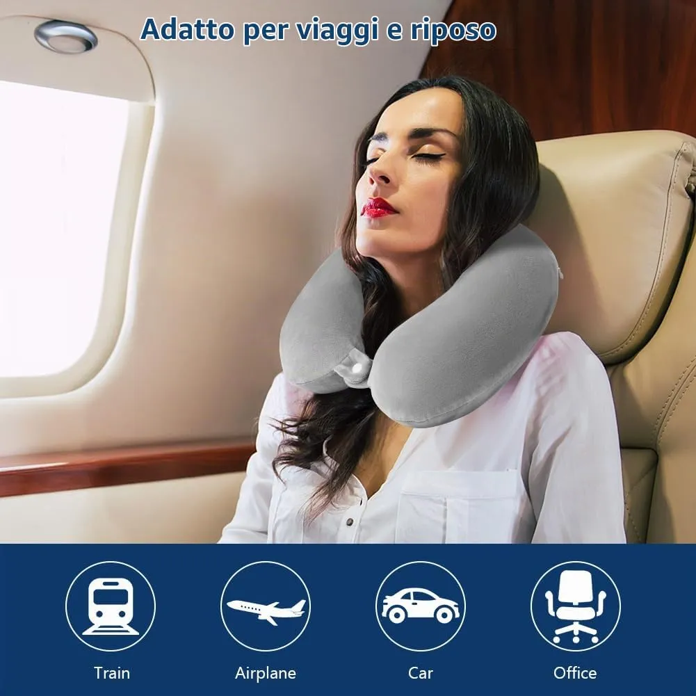 URAQT Cuscino da Viaggio per il Collo in Memory Foam, Grigio - immagine 6