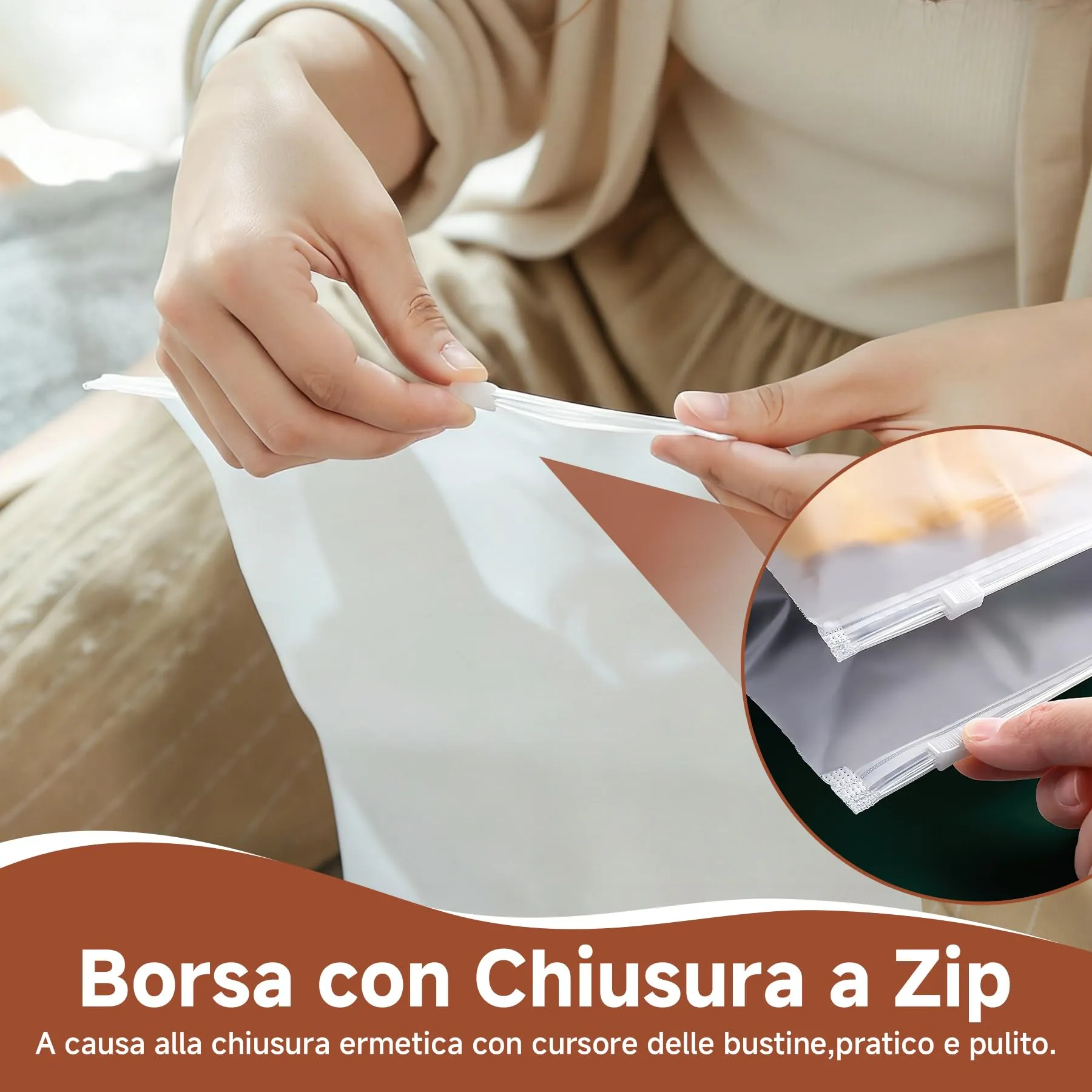 Engelblick DE Sacchetti con Zip 40x50cm, Borse Portaoggetti in Plastica Smerigliata per Vestiti, Maglioni e Cappotti, Organizer da Viaggio Riutilizzabili, 20 Pezzi - immagine 4