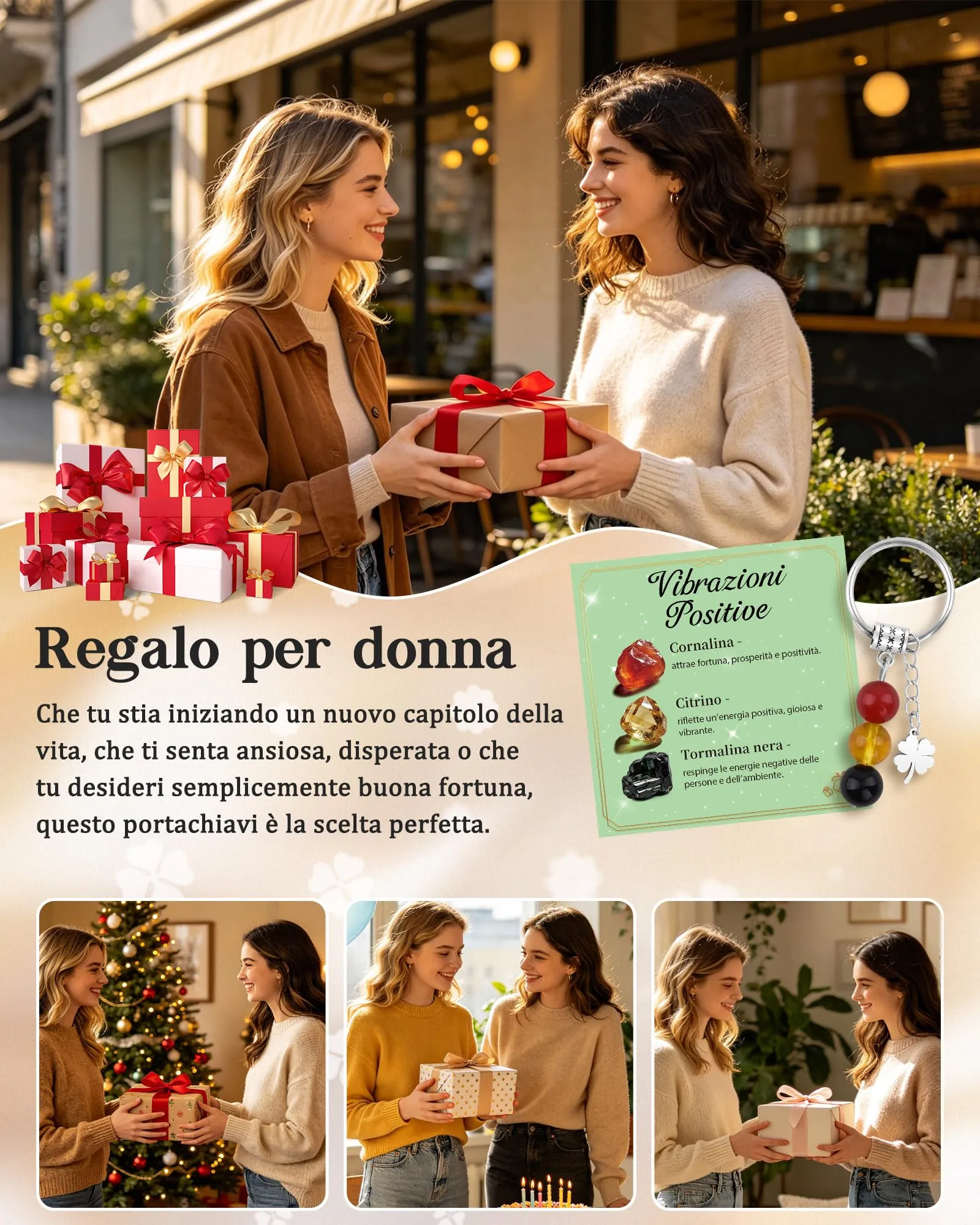 Cheerslife Portachiavi Personalizzato Cristalli Naturali 10mm - immagine 6