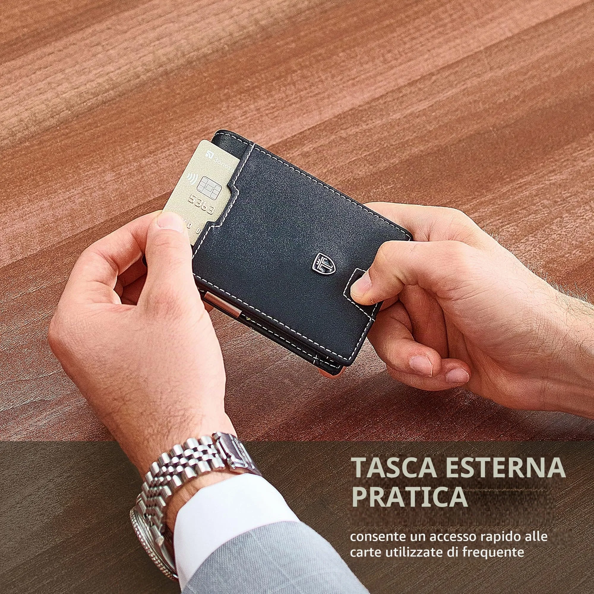 TRAVANDO Portafoglio Uomo London RFID Slim con Clip per Contanti e Porta Carte di Credito - immagine 4